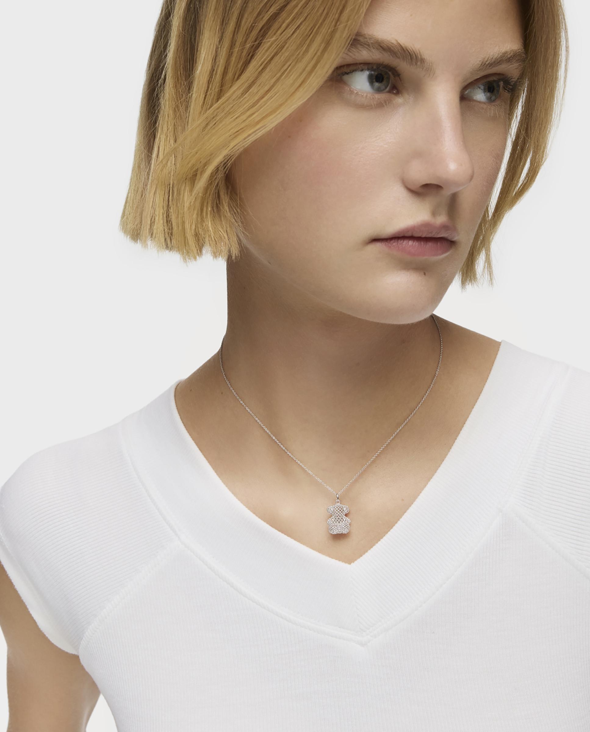 Pendente Bold Bear Urso Médio Texturizado de Ouro Branco Prata-4