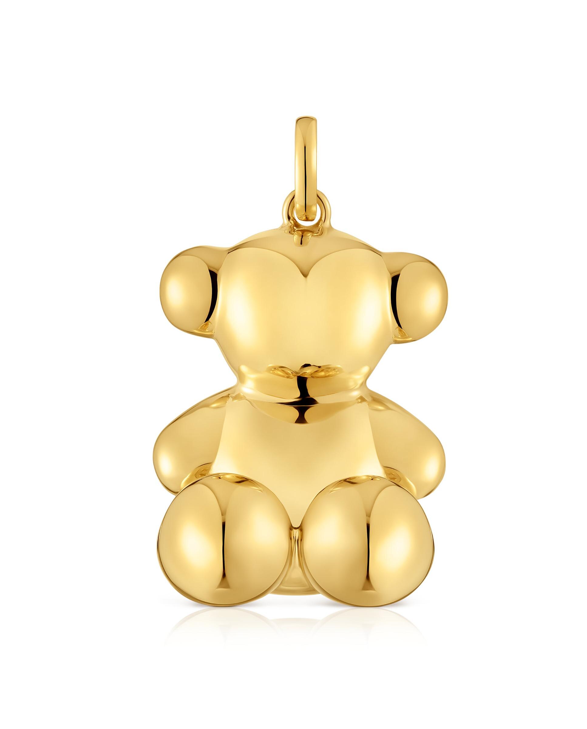 Pendente Bold Bear de Urso Extra Grande Banhado em Ouro 18 Kt Sobre Prata Dourado-1