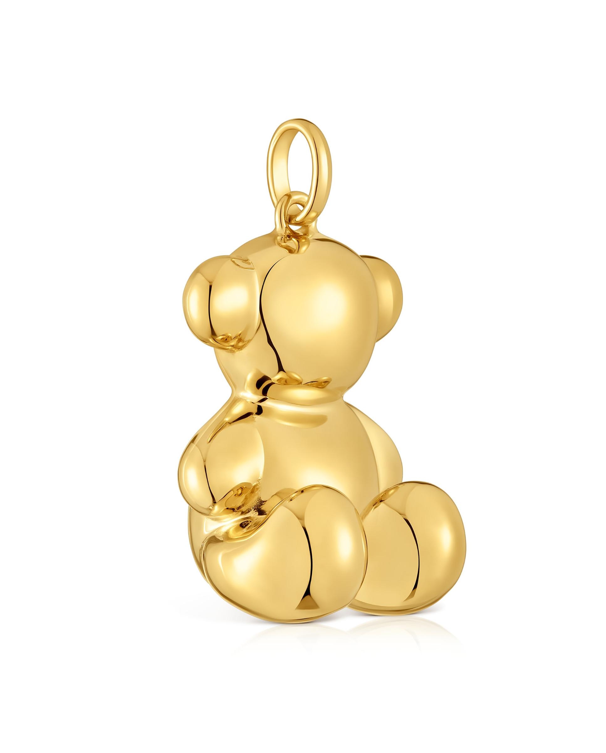 Pendente Bold Bear de Urso Extra Grande Banhado em Ouro 18 Kt Sobre Prata Dourado-2