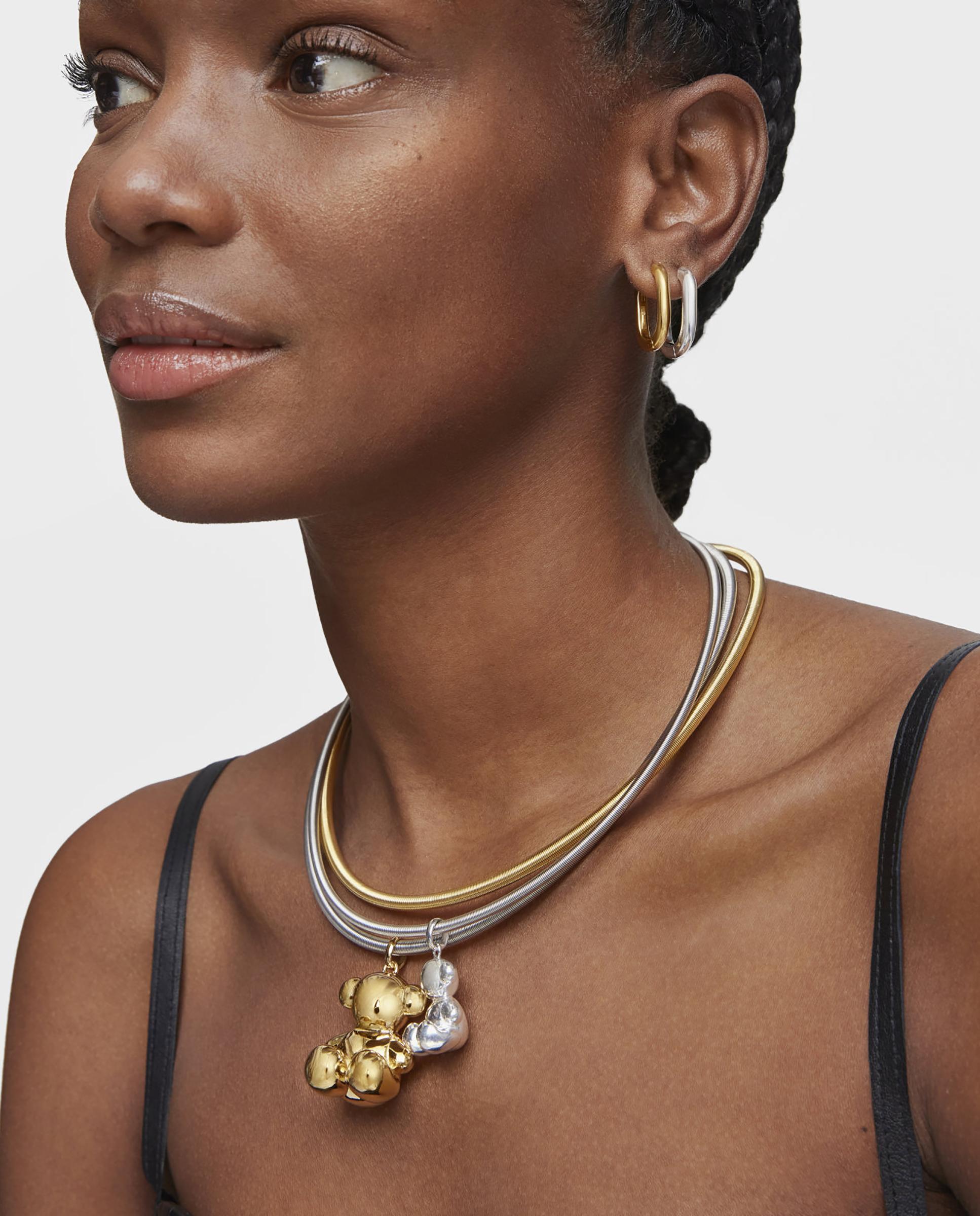 Pendente Bold Bear de Urso Extra Grande Banhado em Ouro 18 Kt Sobre Prata Dourado-4