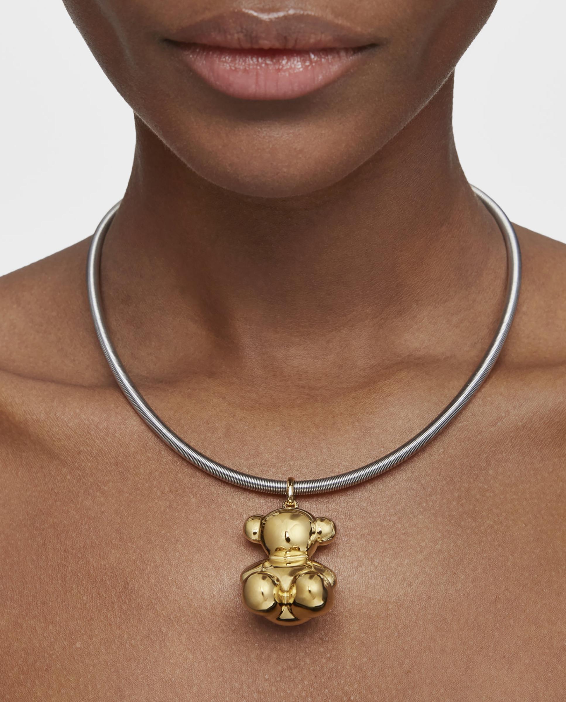 Pendente Bold Bear de Urso Extra Grande Banhado em Ouro 18 Kt Sobre Prata Dourado-6