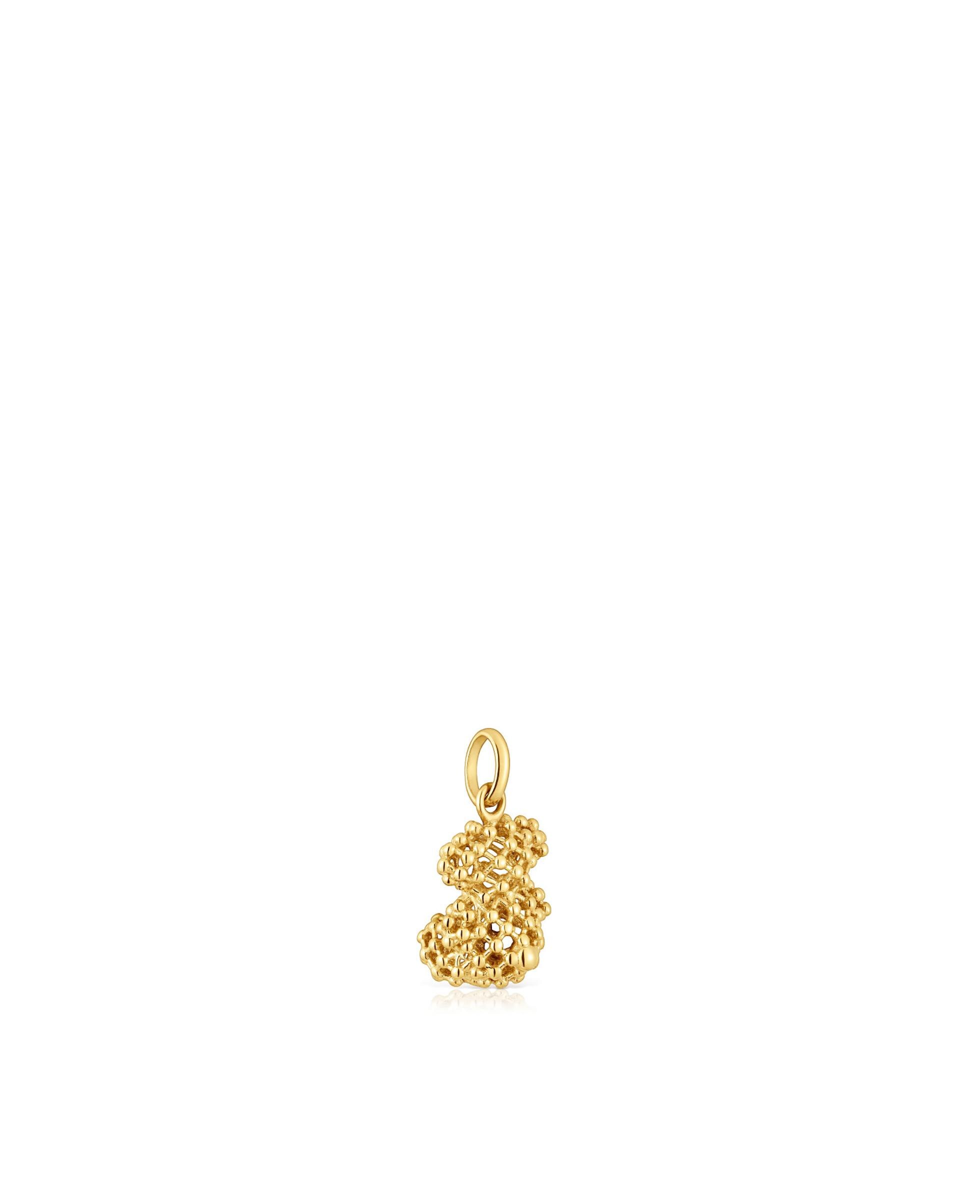 Pendentes Bold Bear de Urso Pequeno Texturizado em Ouro Dourado-2