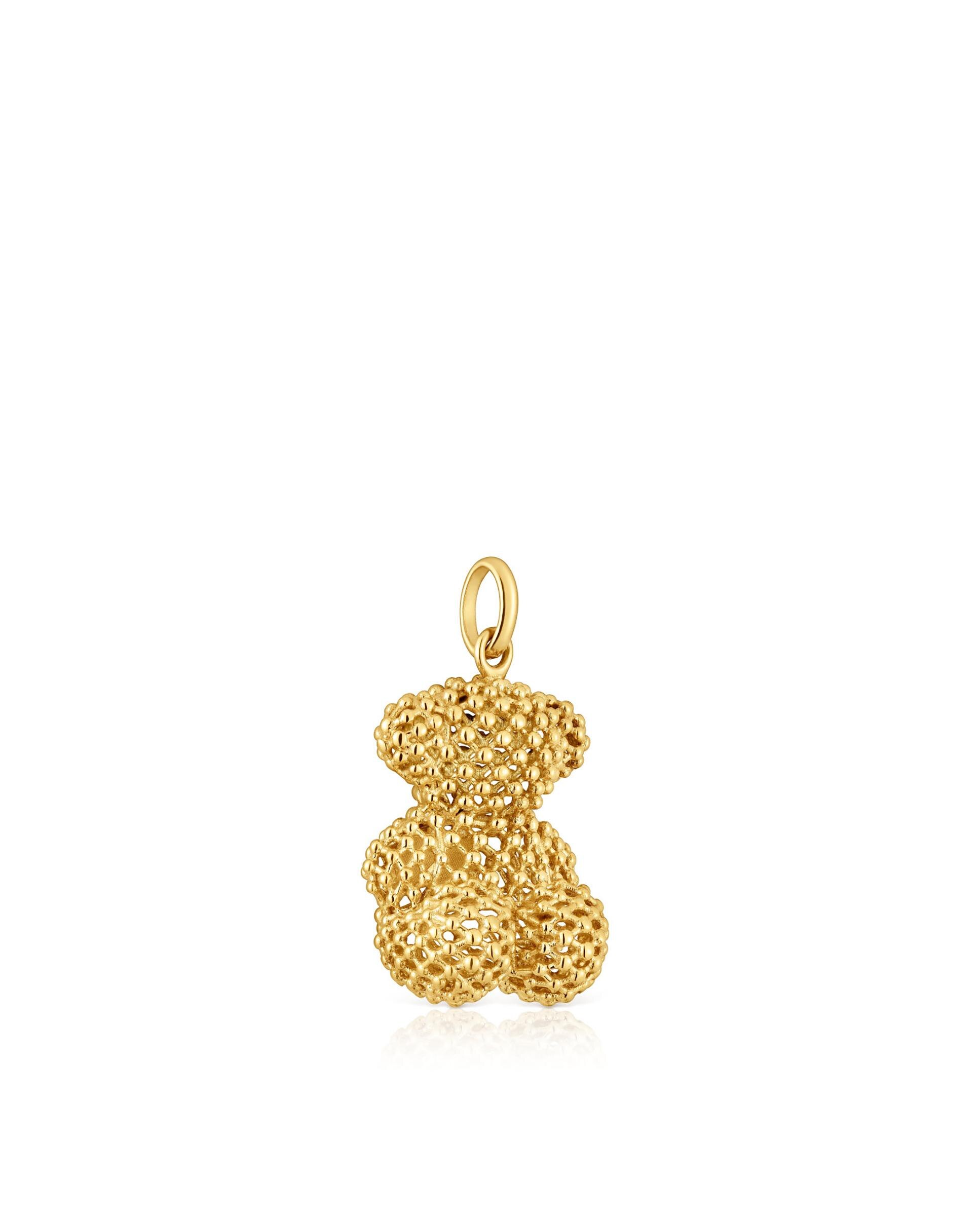 Pendente Bold Bear de Urso Médio Texturizado em Ouro Dourado-2