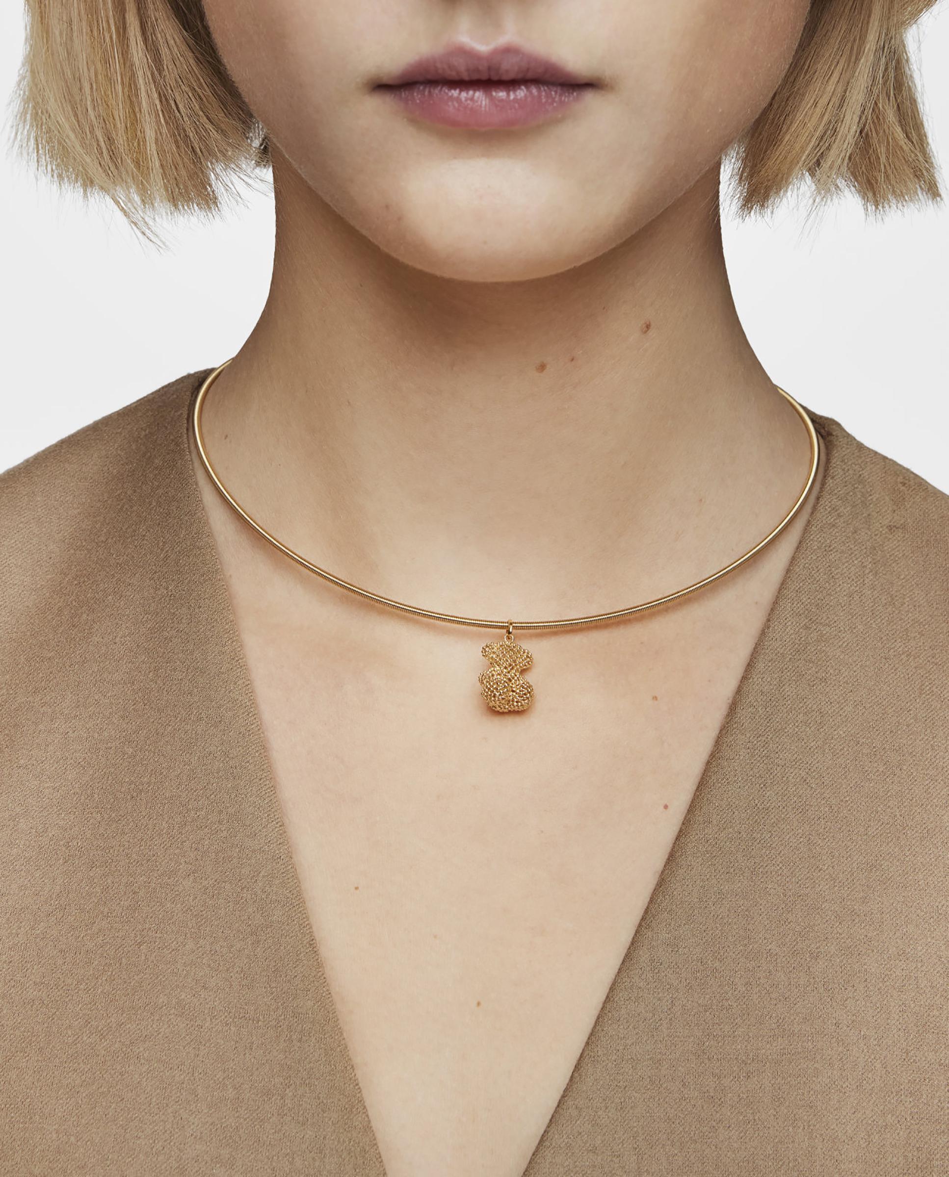 Pendente Bold Bear de Urso Médio Texturizado em Ouro Dourado-6