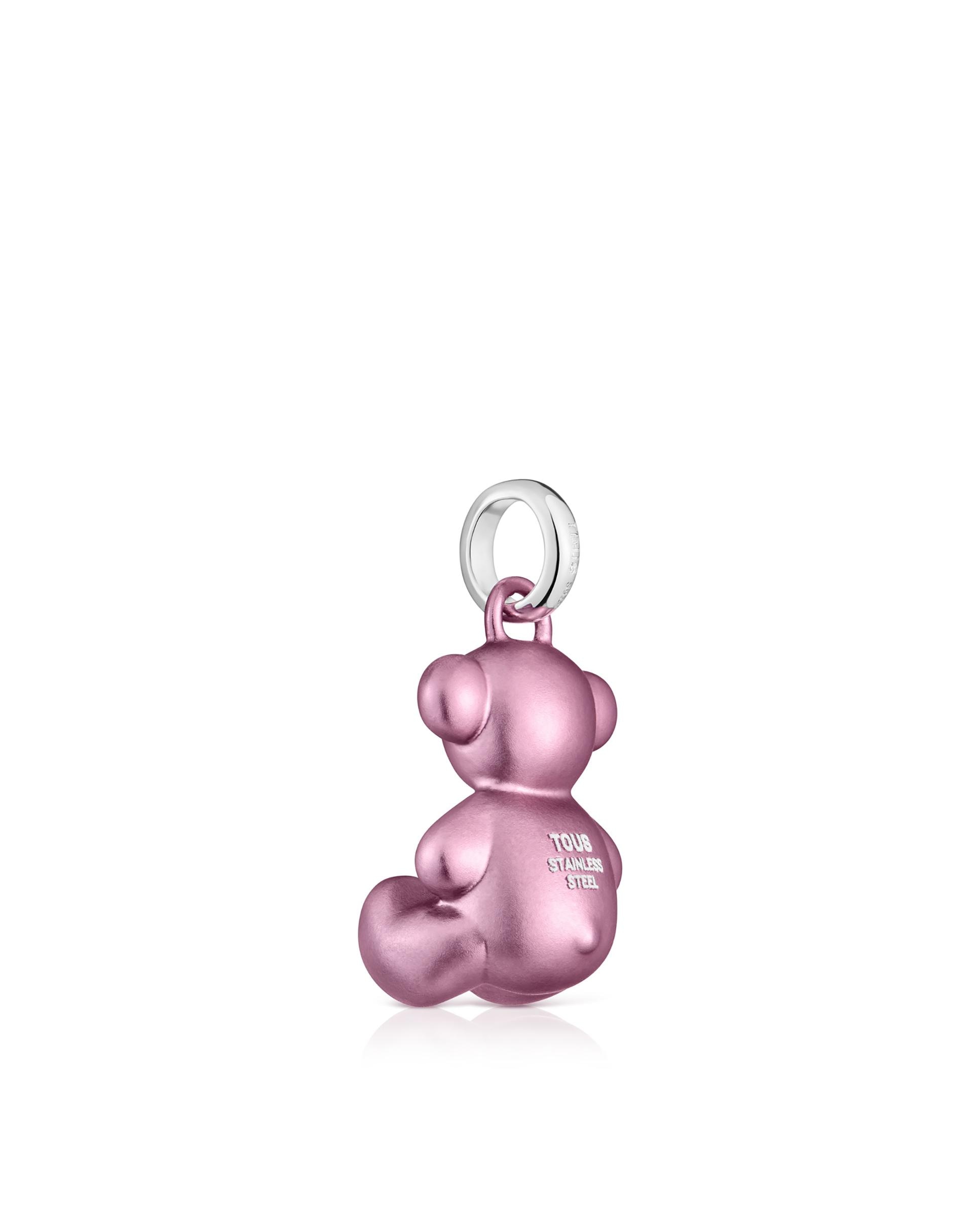 Pendente Urso Médio de Aço em Rosa Claro Bold Bear Rosa-3