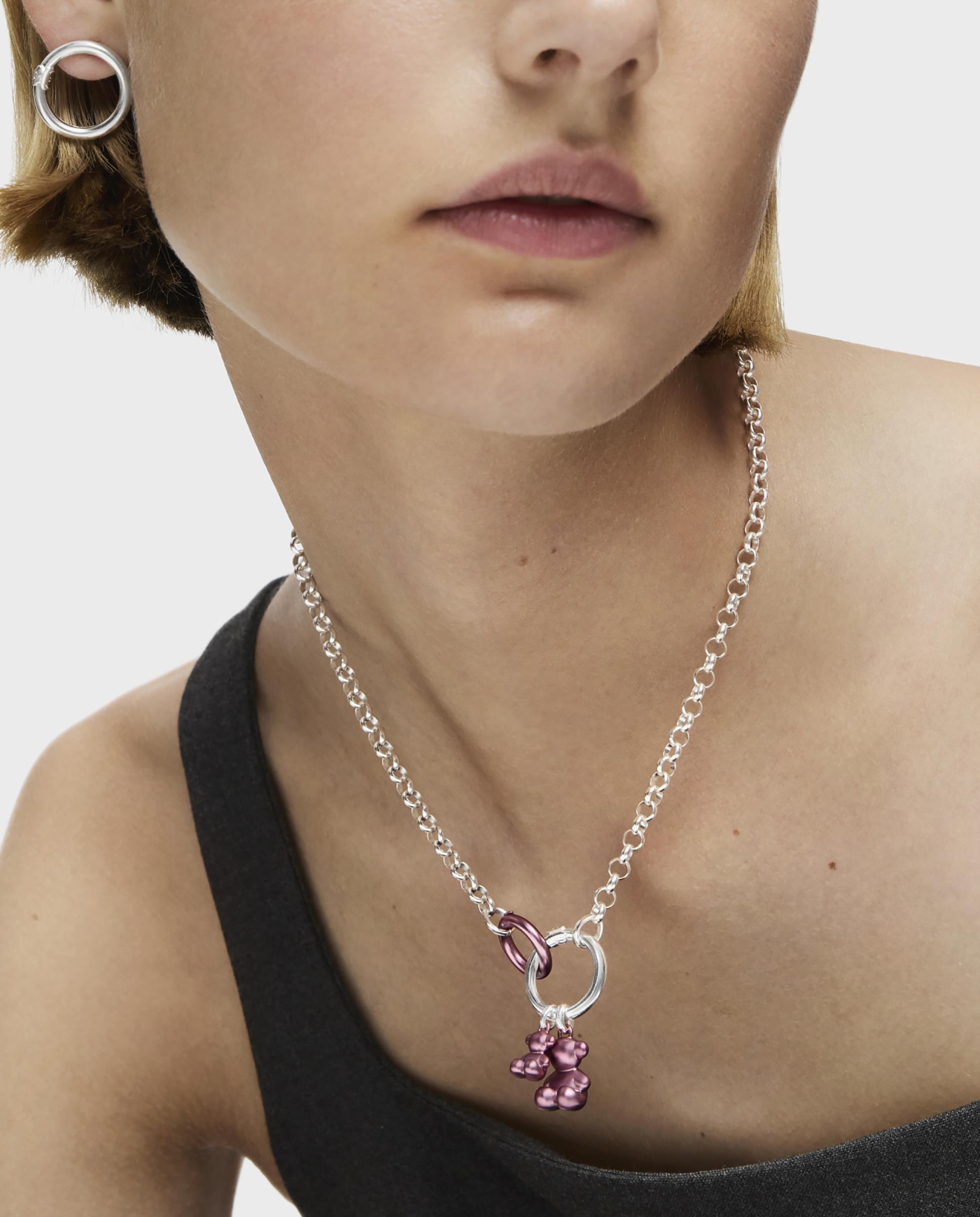 Pendente Urso Médio de Aço em Rosa Claro Bold Bear Rosa-5