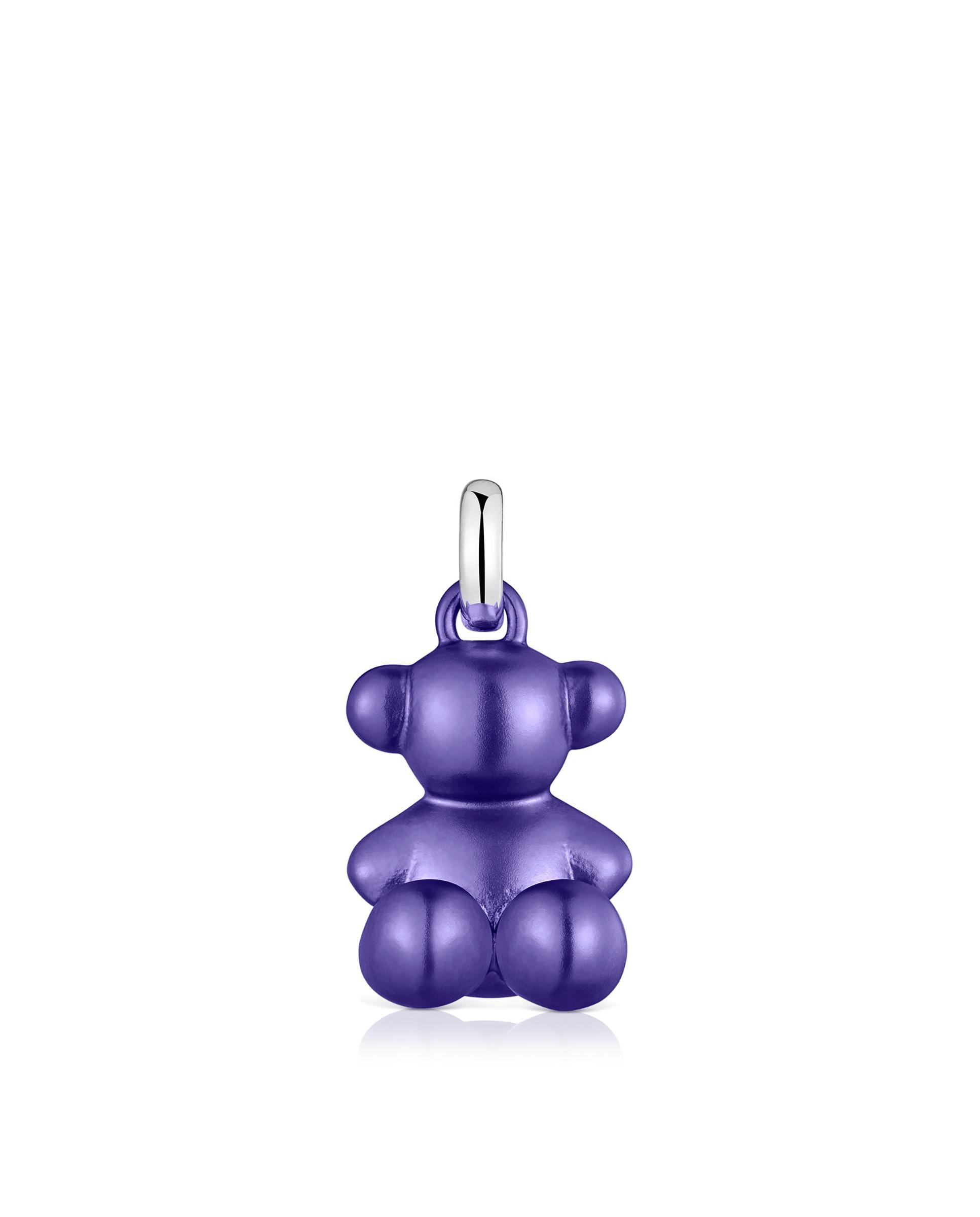 Pendentes Bold Bear de Urso Médio de Aço em Roxo Roxo-1