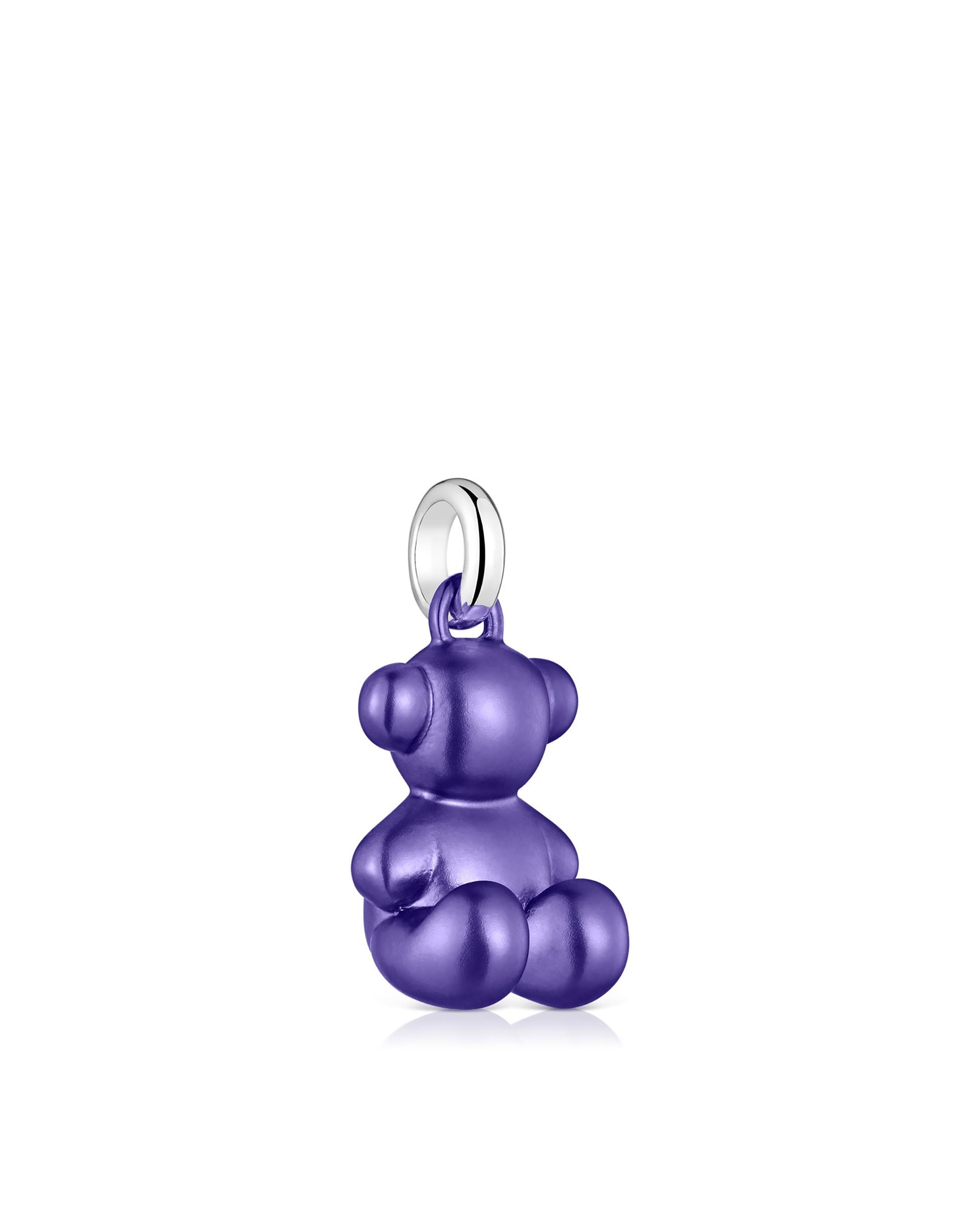 Pendentes Bold Bear de Urso Médio de Aço em Roxo Roxo-2