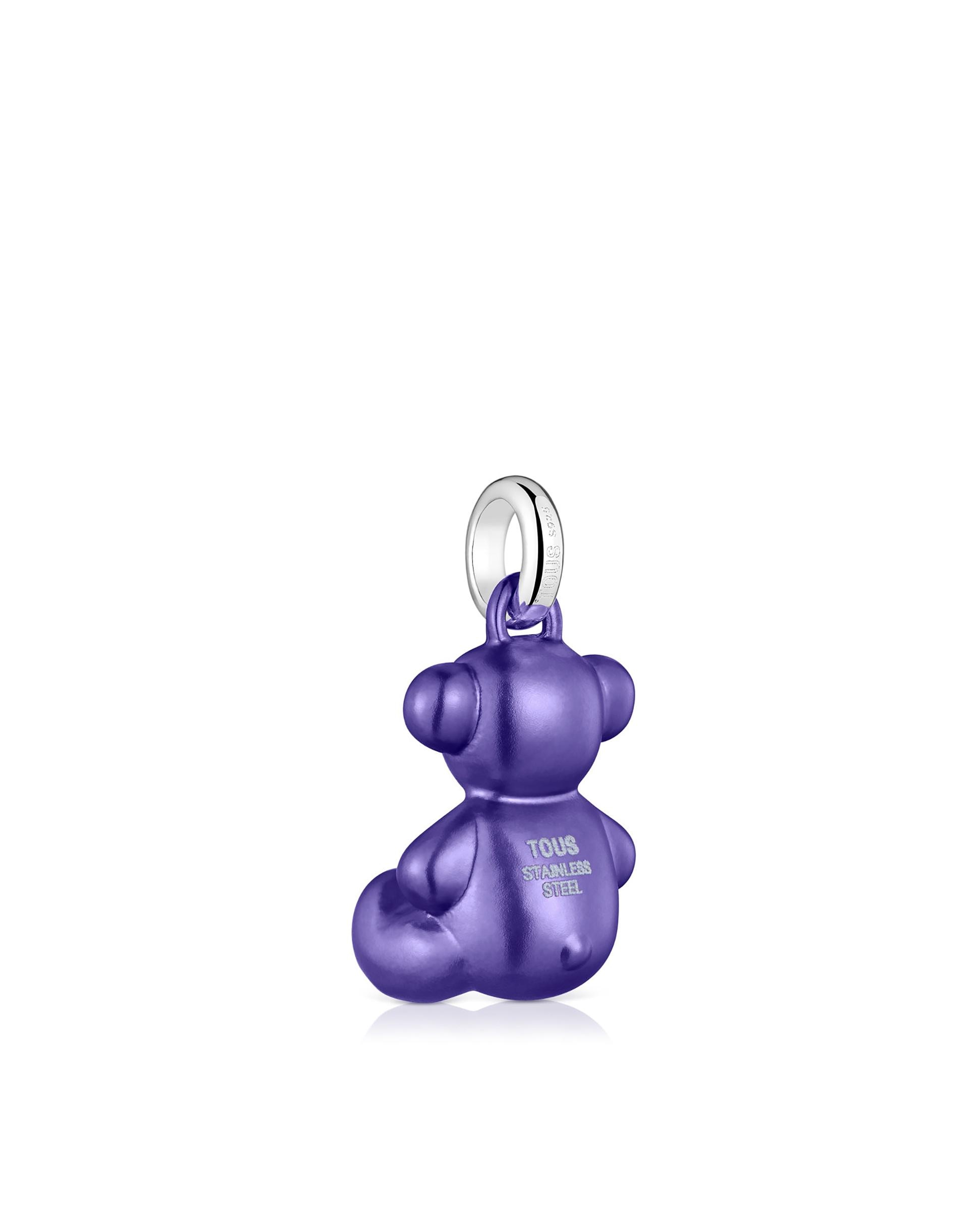 Pendentes Bold Bear de Urso Médio de Aço em Roxo Roxo-3