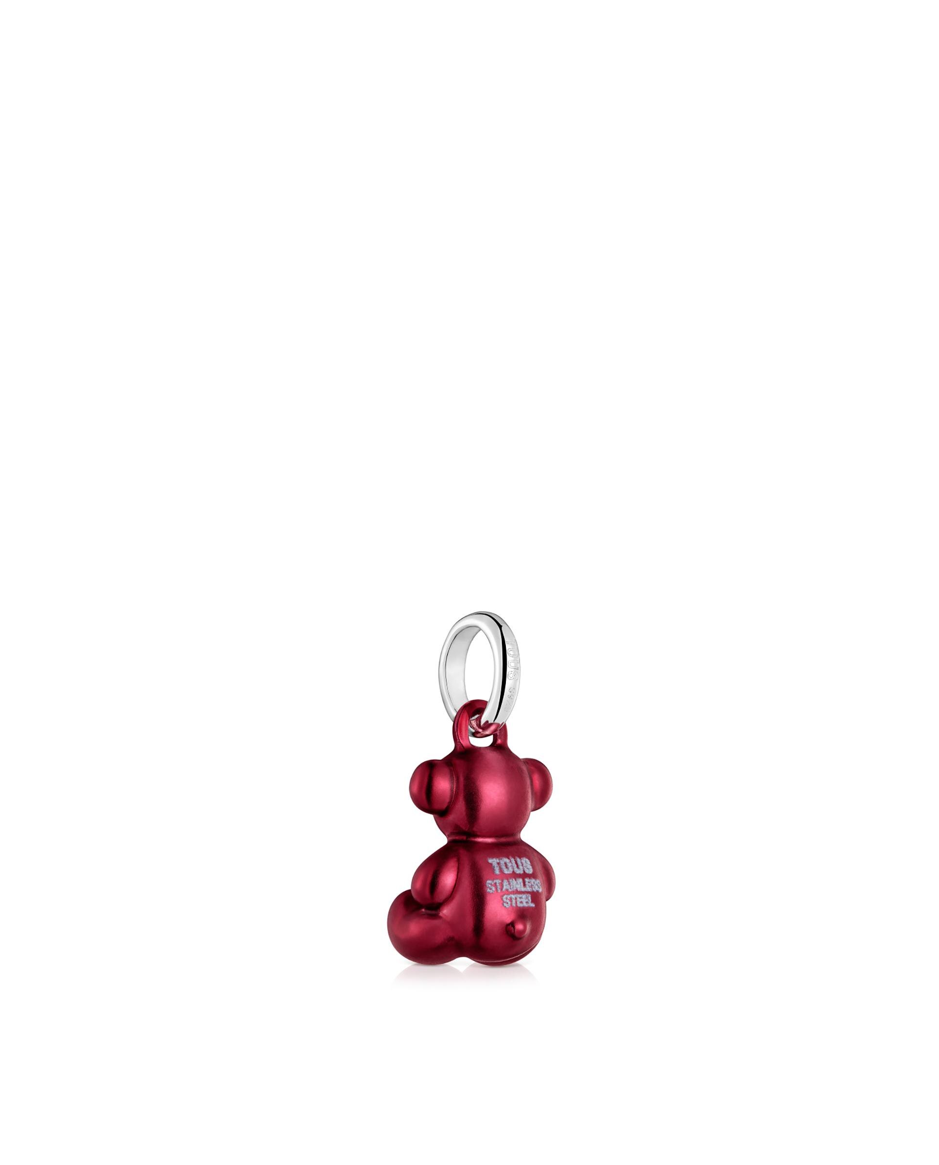 Pendente Bold Bear de Urso Pequeno de Aço em Vermelho Vermelho-3