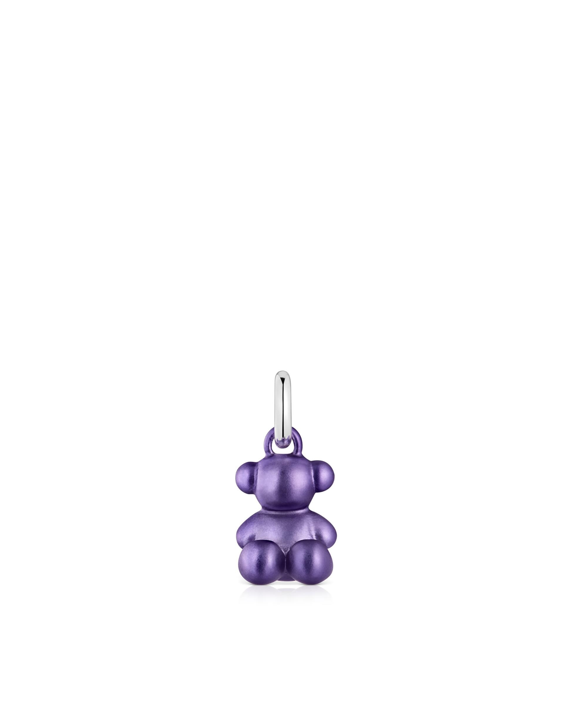 Pendentes Bold Bear de Urso Pequeno de Aço em Roxo Roxo-1