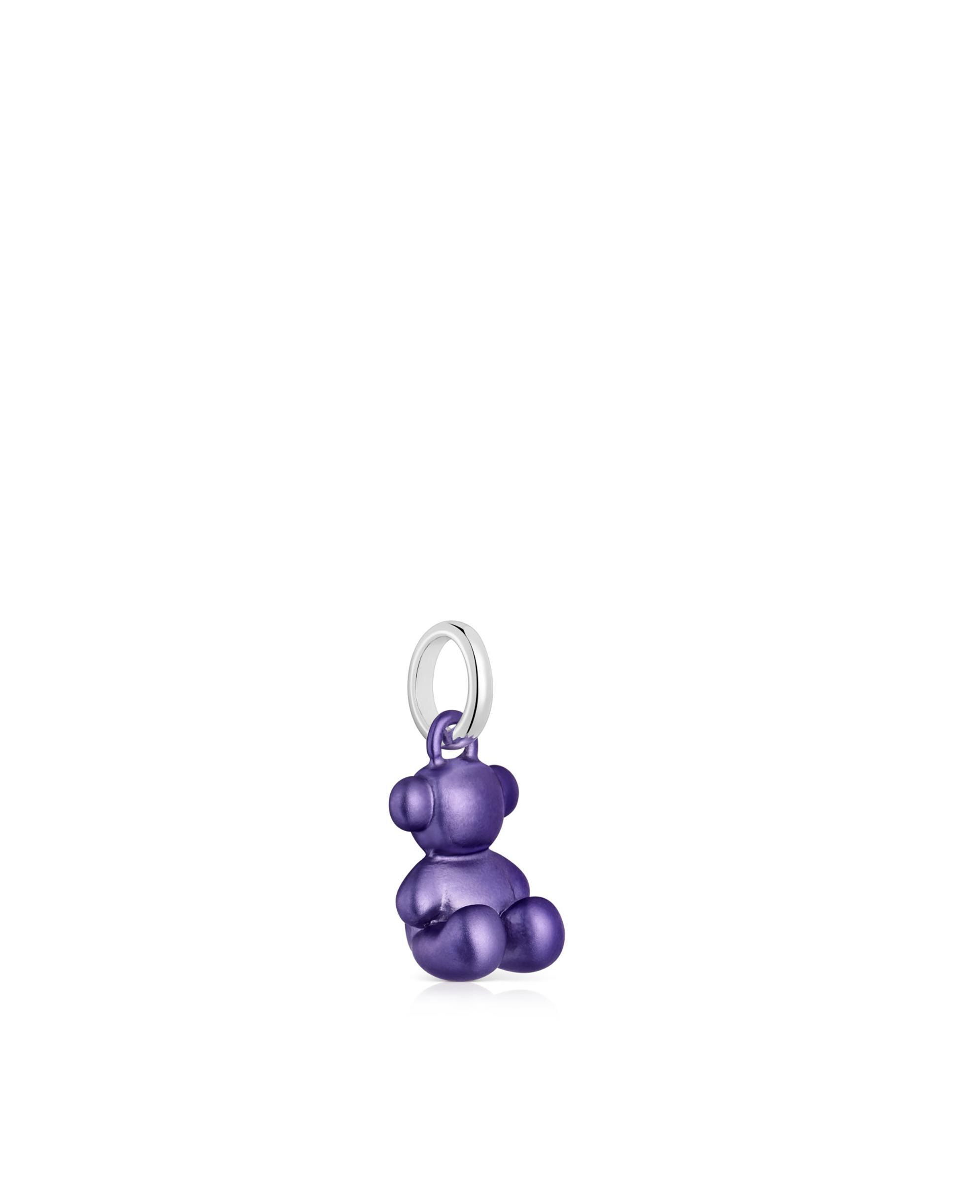 Pendentes Bold Bear de Urso Pequeno de Aço em Roxo Roxo-2