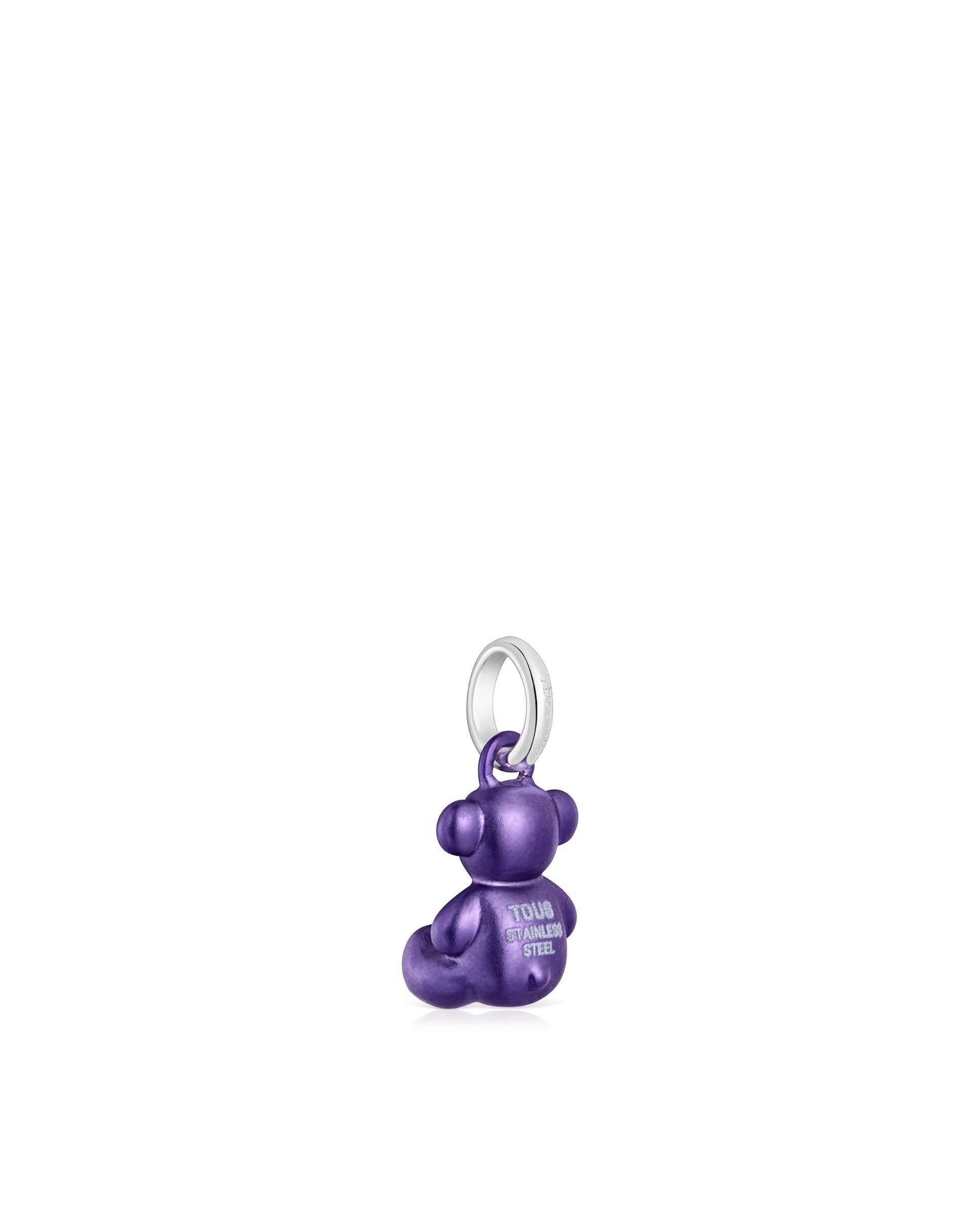 Pendentes Bold Bear de Urso Pequeno de Aço em Roxo Roxo-3