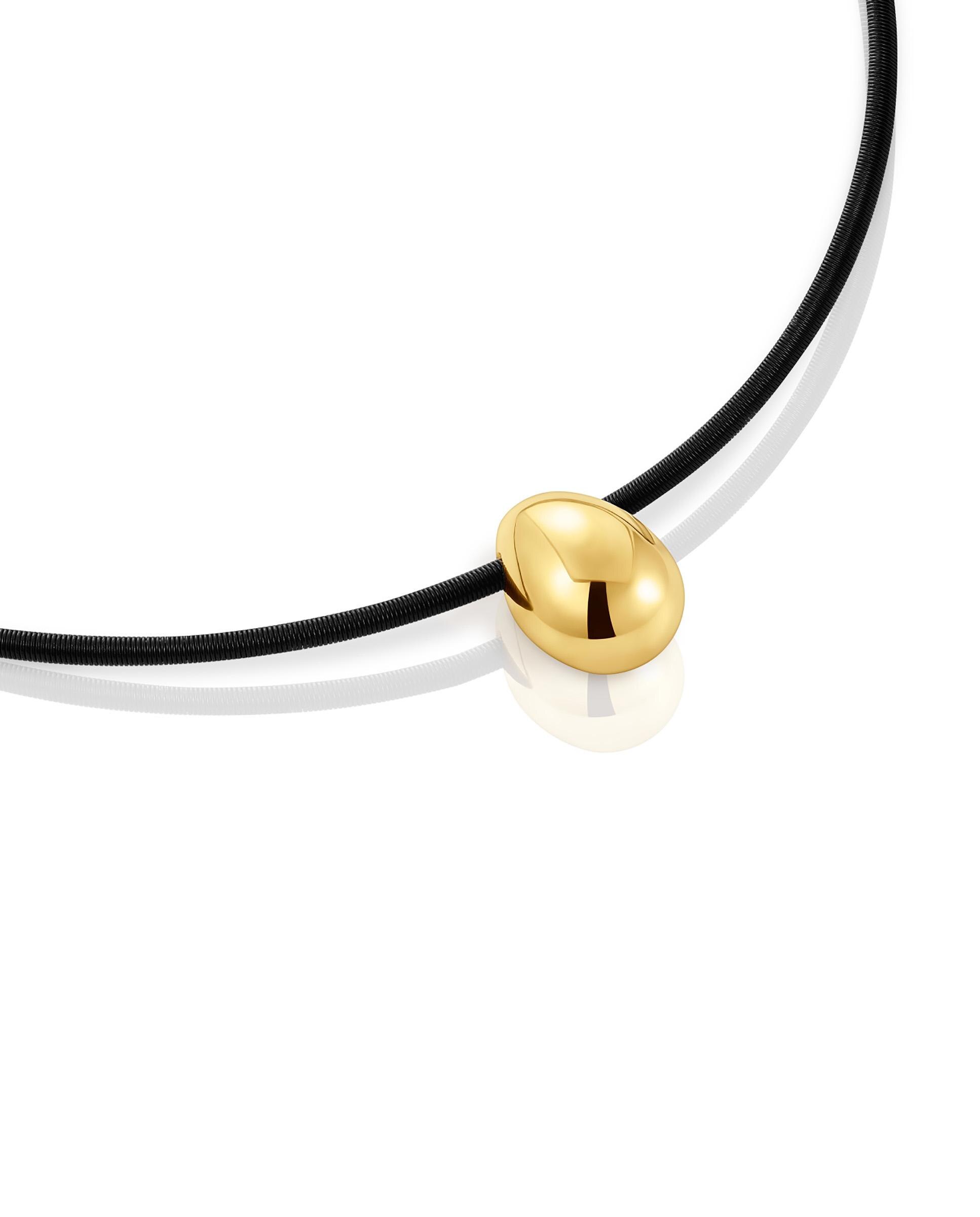 Colar Mesh Tube Curto com Lágrima de Ouro e Aço Ip Dourado-2