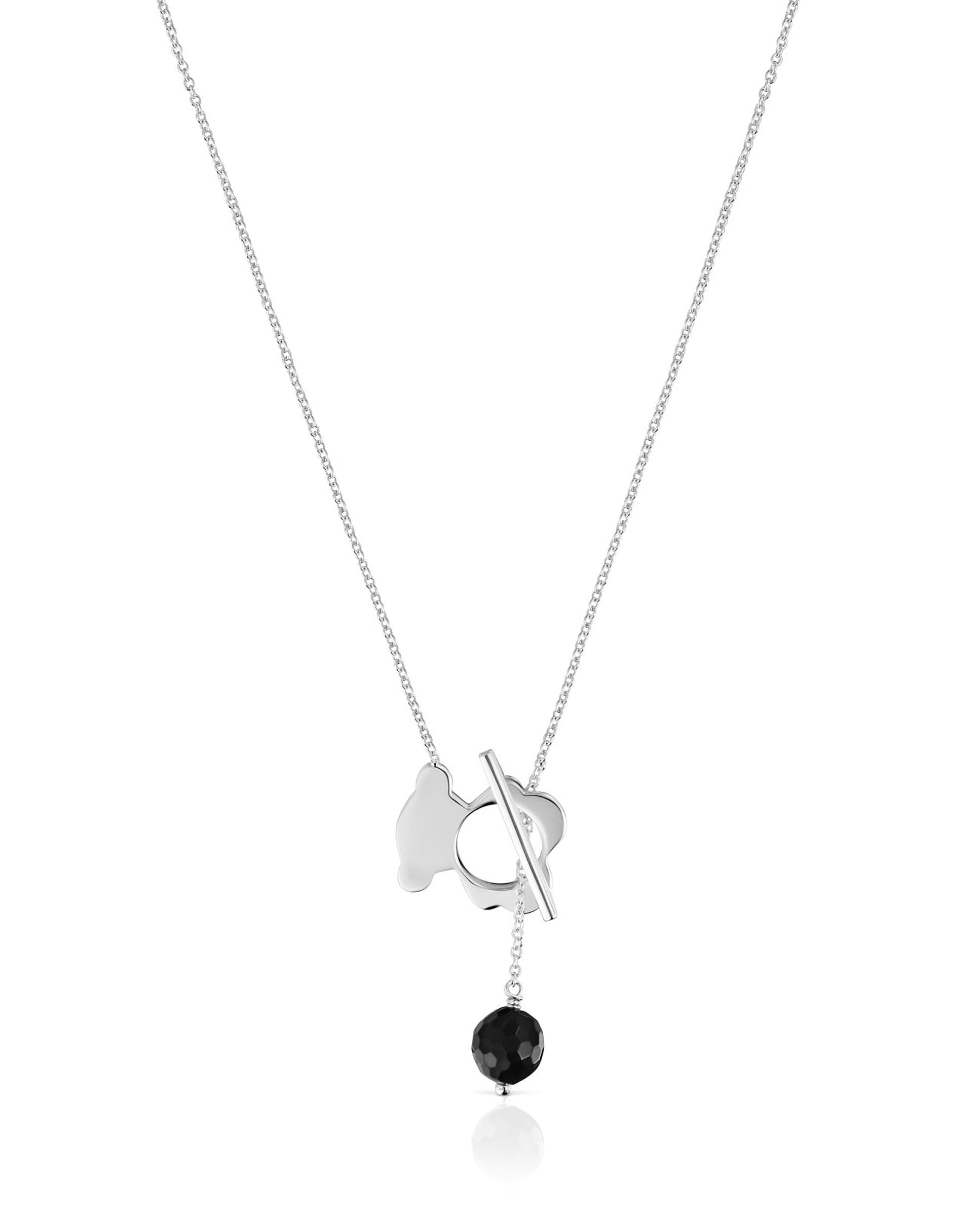 Colar I-bear Curto com Urso de Prata e Onix Preto-2