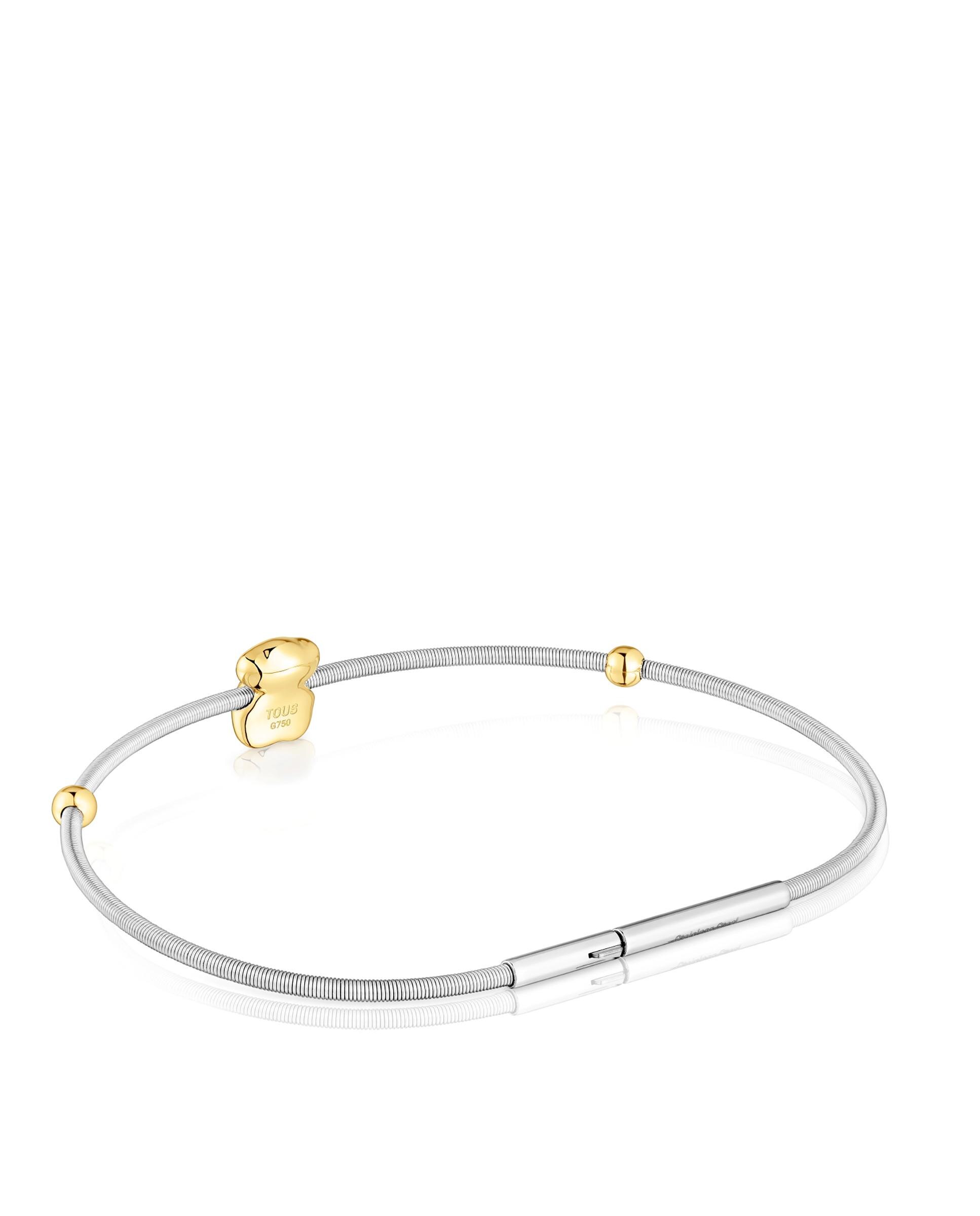 Pulseira de Corrente Mesh Tube de Urso em Ouro e Aço Dourado-3