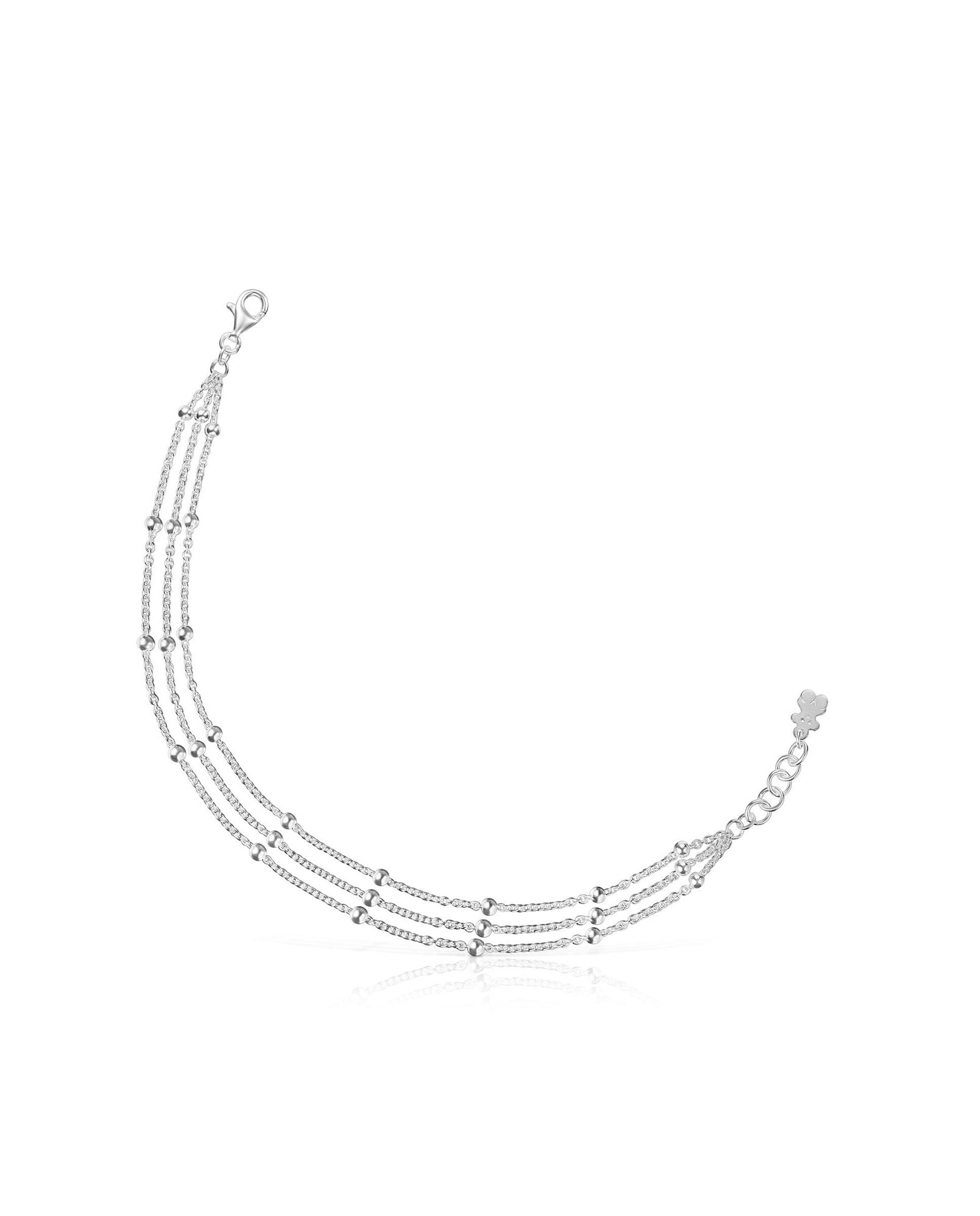 Pulseira de Corrente Básicos Tripla em Prateado Prateado-1