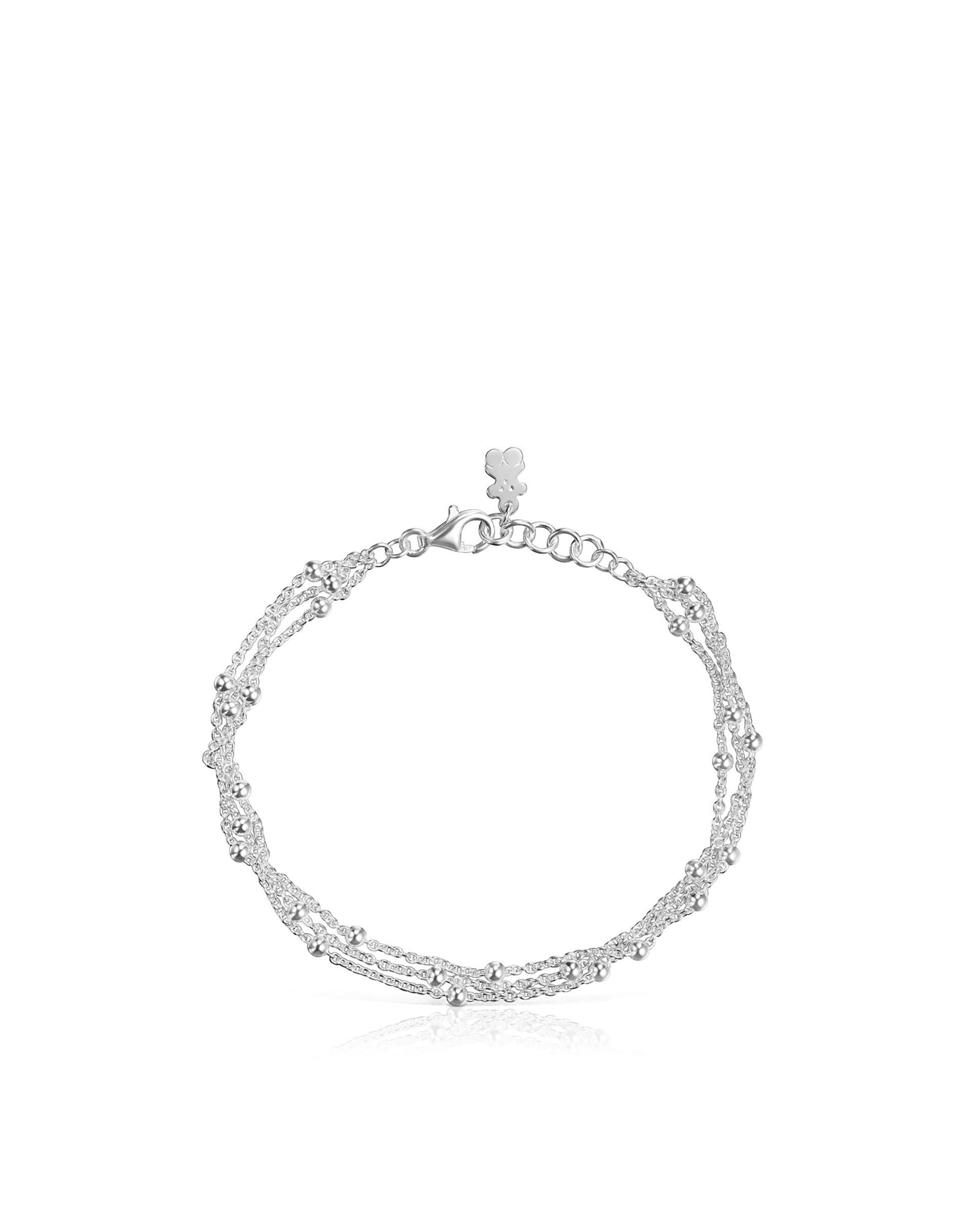 Pulseira de Corrente Básicos Tripla em Prateado Prateado-2