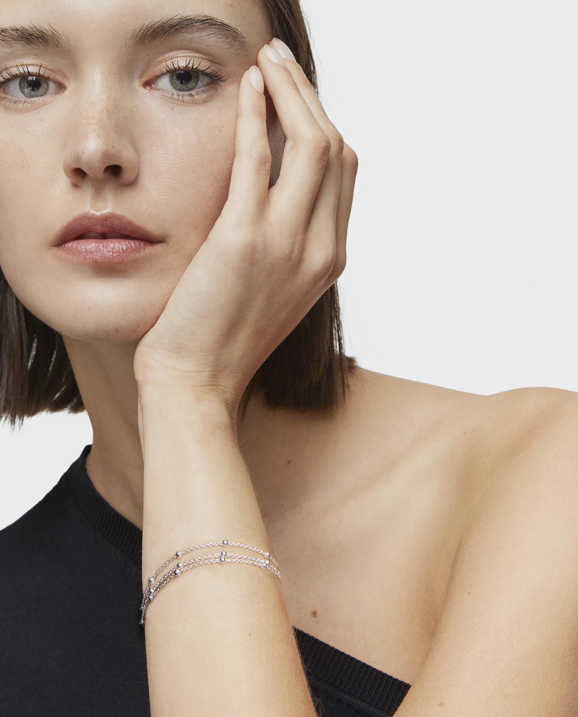 Pulseira de Corrente Básicos Tripla em Prateado Prateado-4