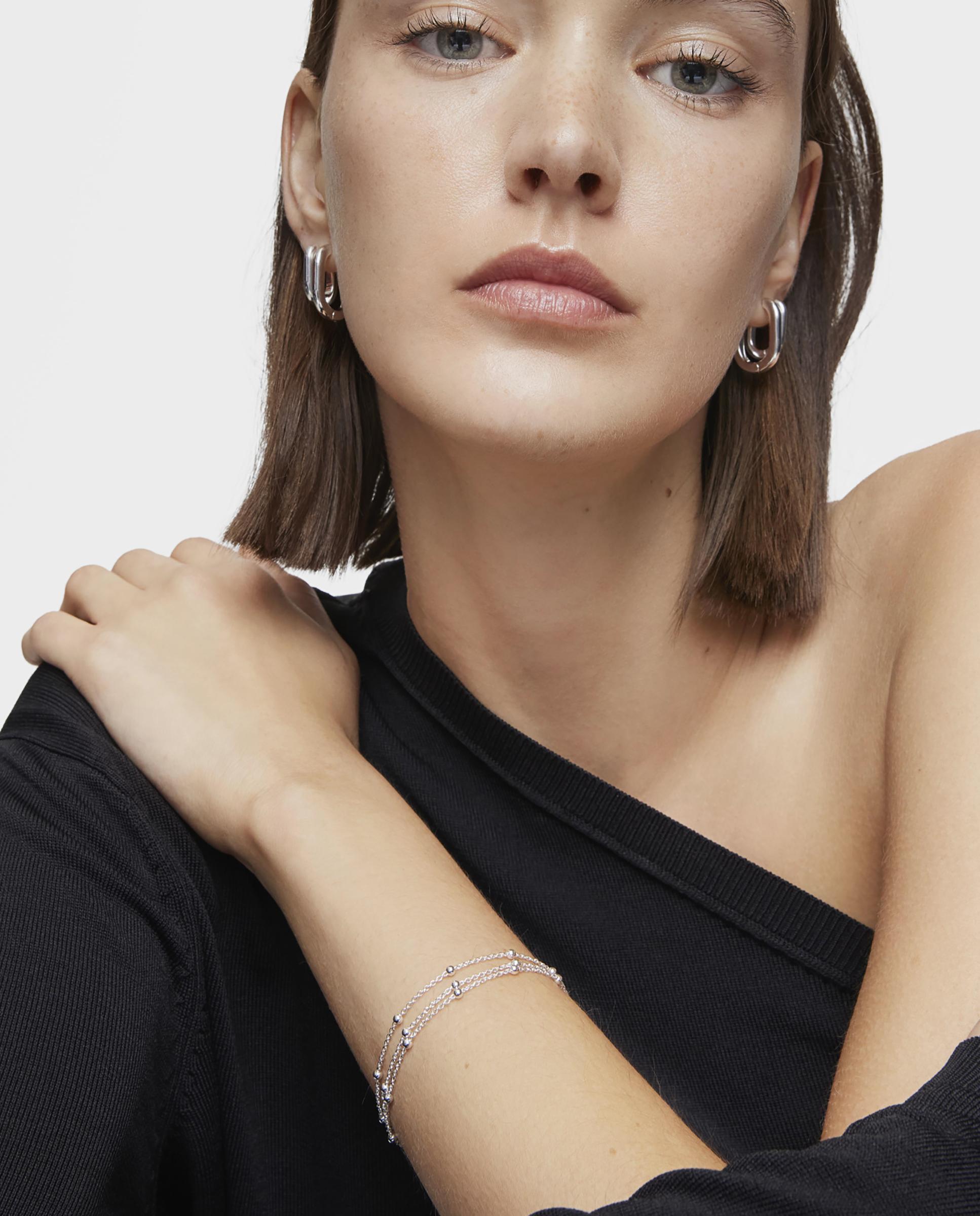 Pulseira de Corrente Básicos Tripla em Prateado Prateado-5