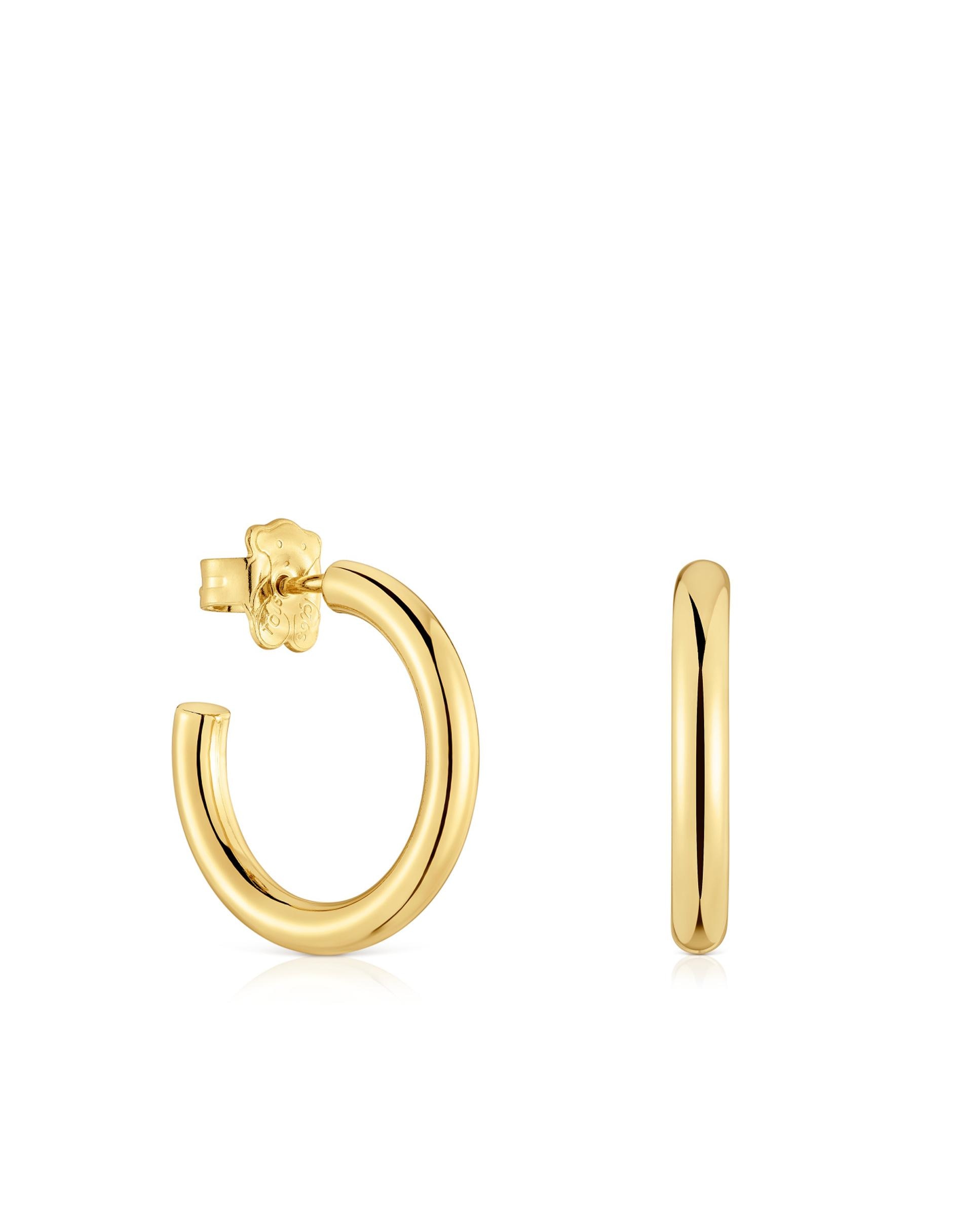 Brincos de Aro Básico Médio Banhado a Ouro 18 Kt Sobre Prata Dourado-1