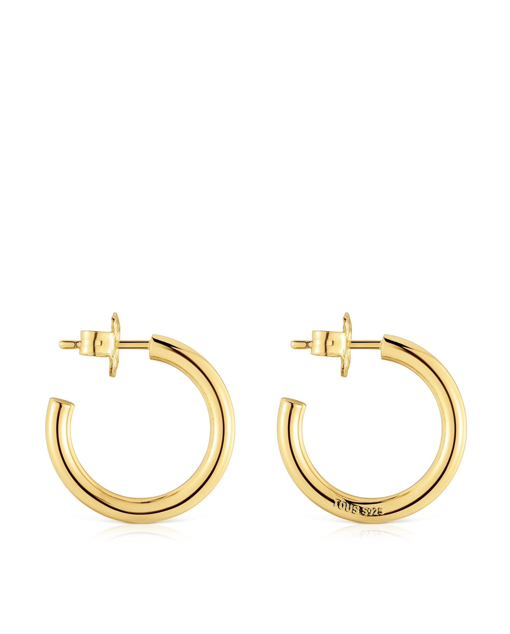 Brincos de Aro Básico Médio Banhado a Ouro 18 Kt Sobre Prata Dourado-2