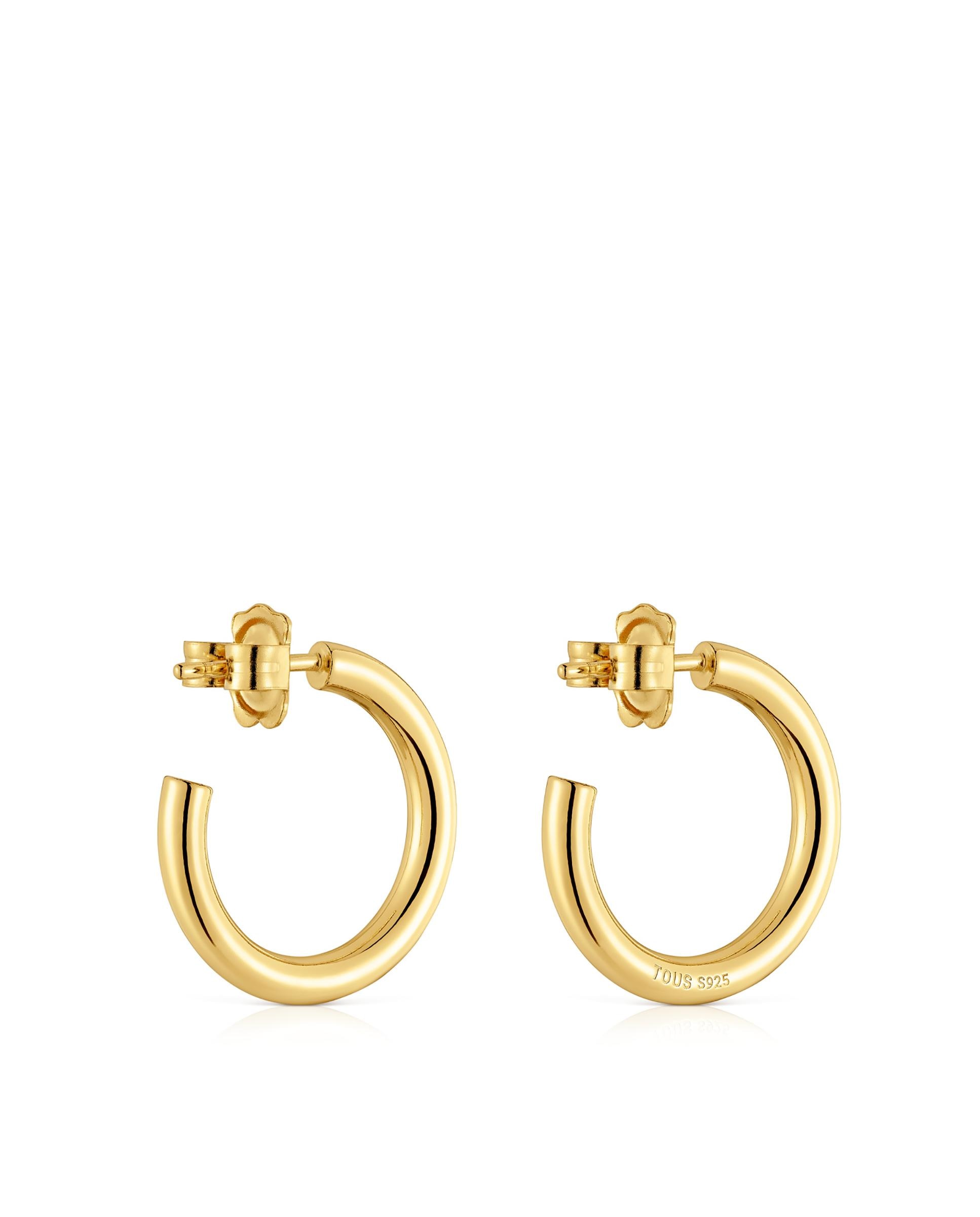 Brincos de Aro Básico Médio Banhado a Ouro 18 Kt Sobre Prata Dourado-3