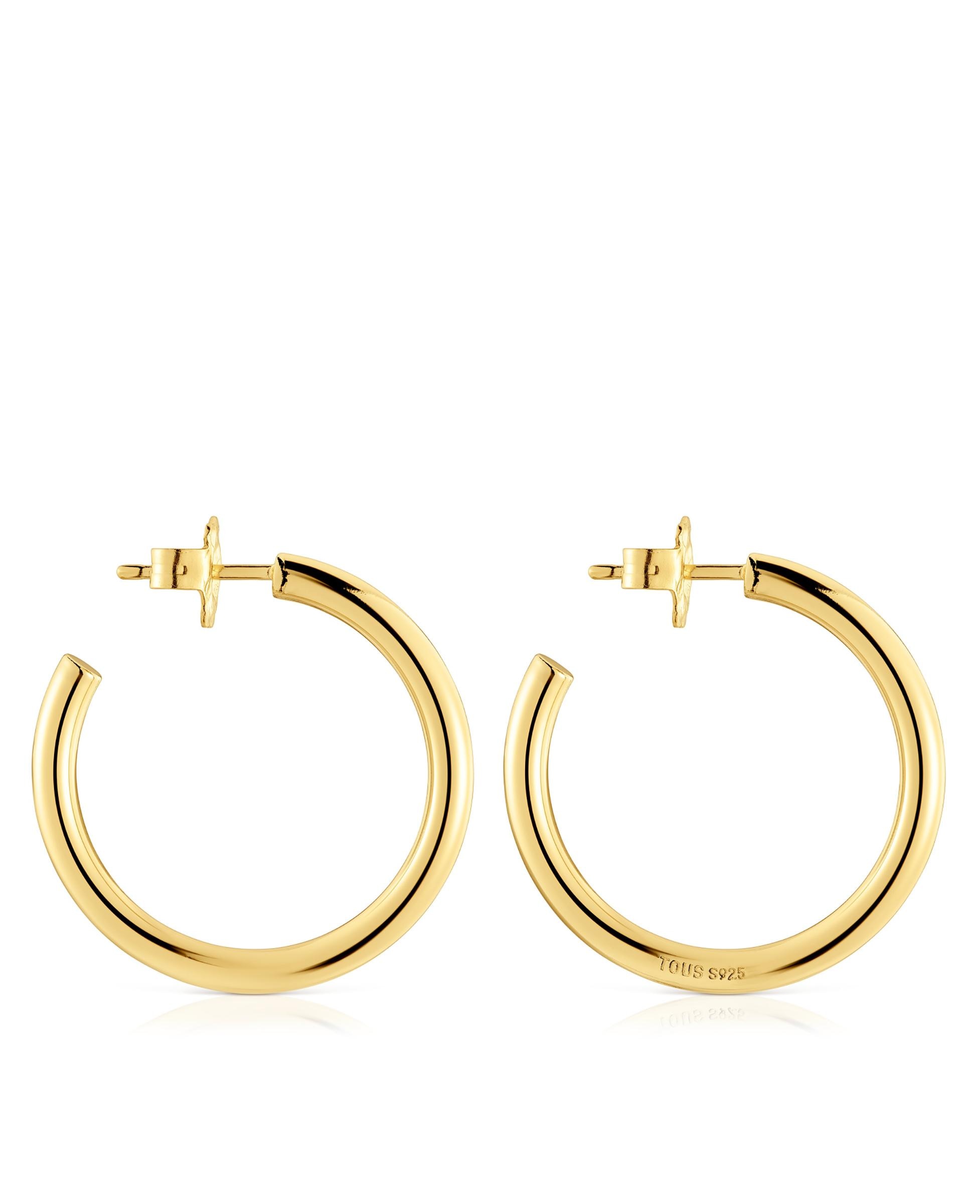 Brincos de Aro Básicos Compridos Banhado a Ouro 18 Kt Sobre Prata Dourado-2