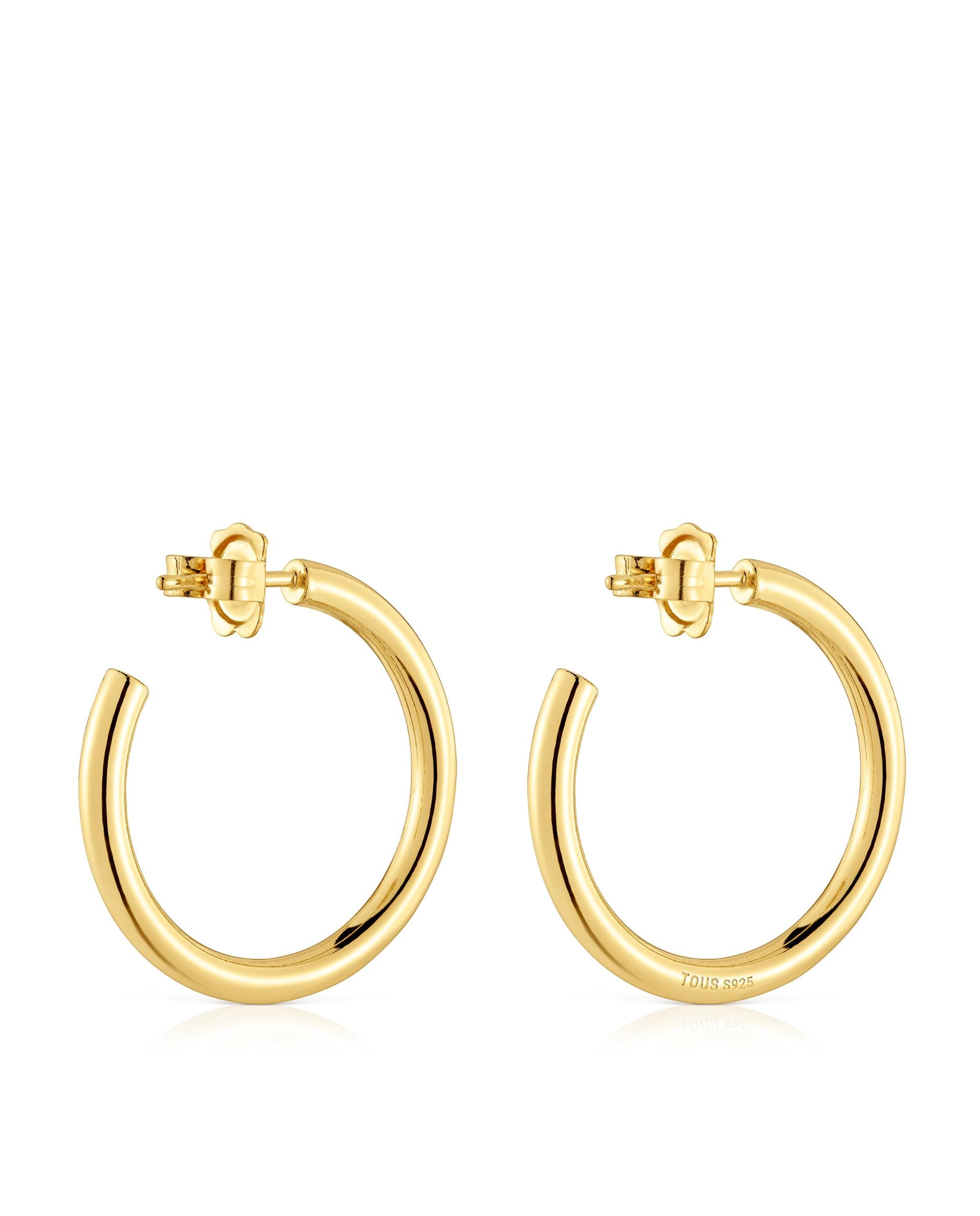 Brincos de Aro Básicos Compridos Banhado a Ouro 18 Kt Sobre Prata Dourado-3