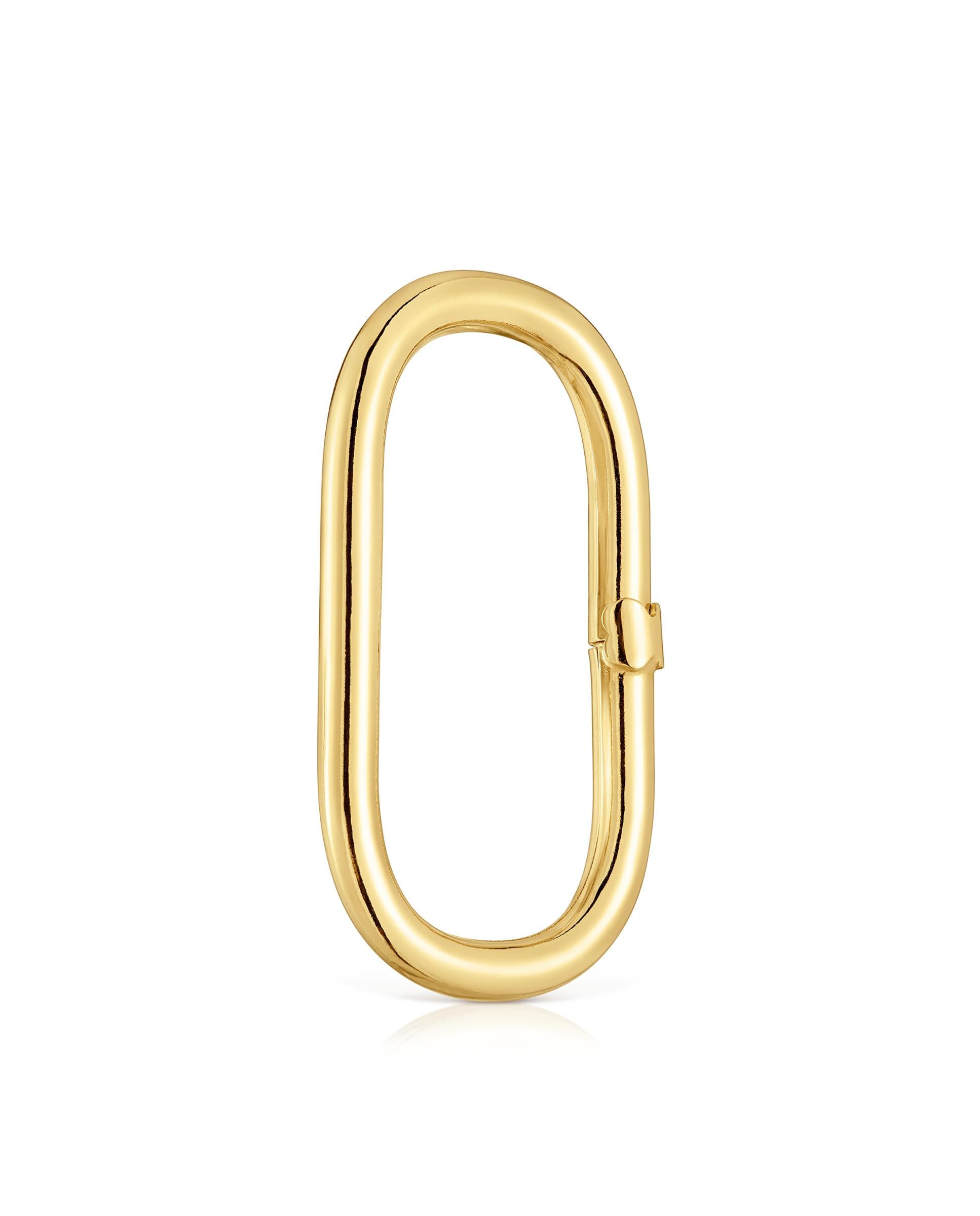 Pendente de Argola Hold Oval Extra Grande Banhada em Ouro 18 Kt Sobre Prata Dourado-2