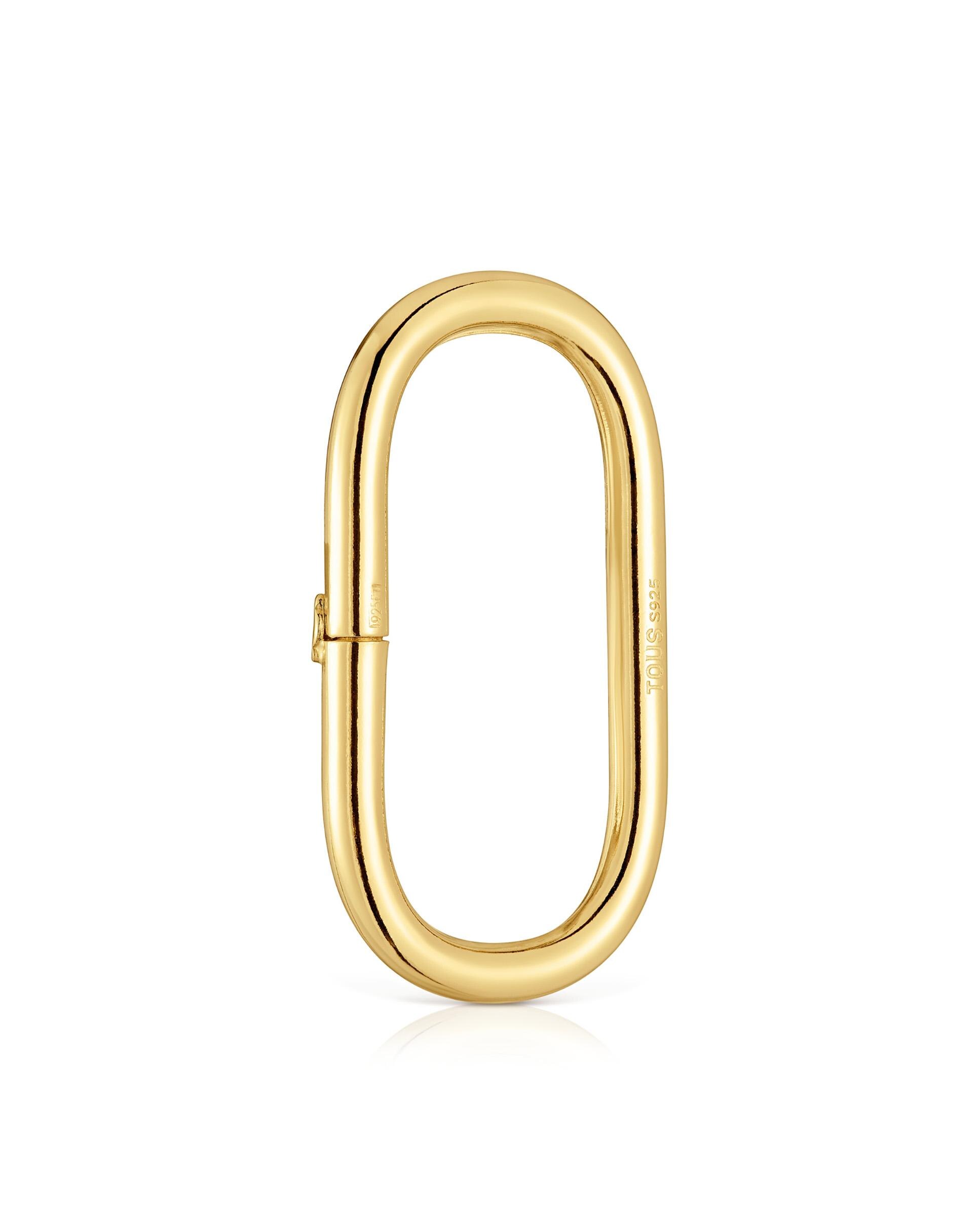 Pendente de Argola Hold Oval Extra Grande Banhada em Ouro 18 Kt Sobre Prata Dourado-3