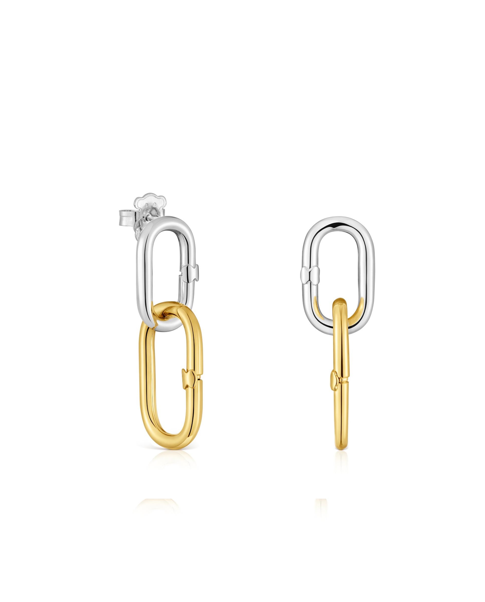 Imagem 0 de Brincos Hold Oval Compridos Bicolor