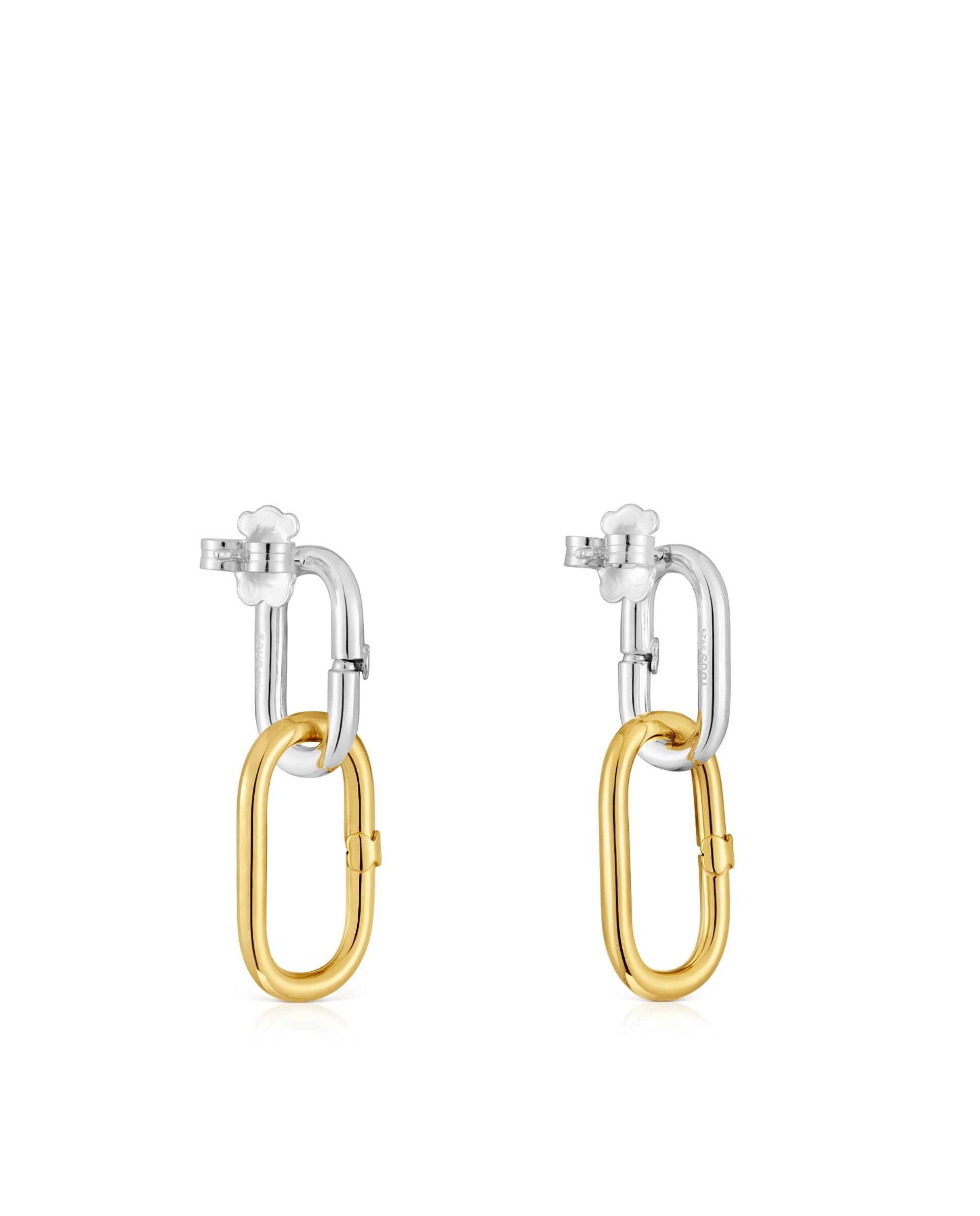 Brincos Hold Oval Compridos Bicolor Multicolor-3