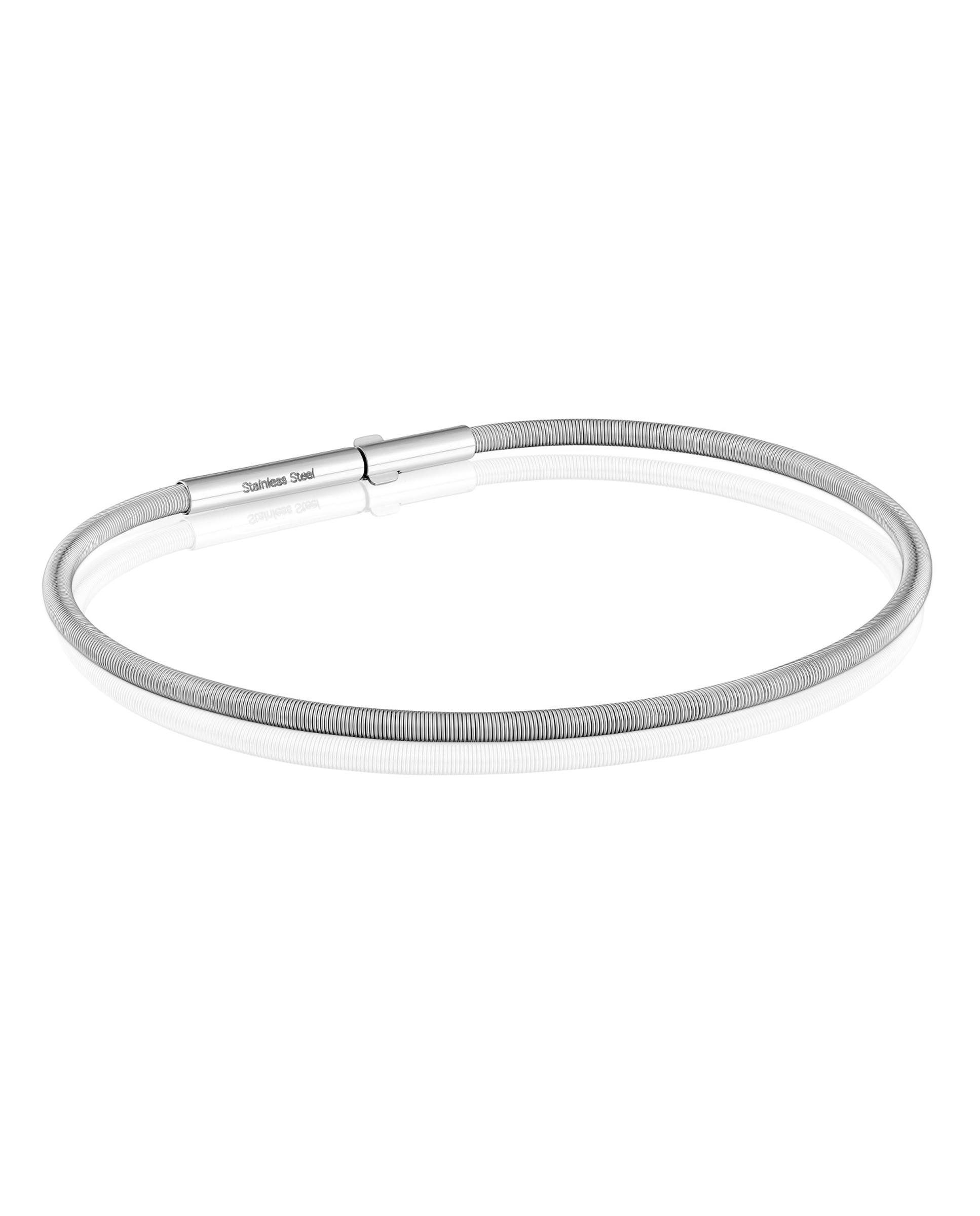 Pulseira Rígida Mesh Tube de Aço 17,5 Cm Prateado-1