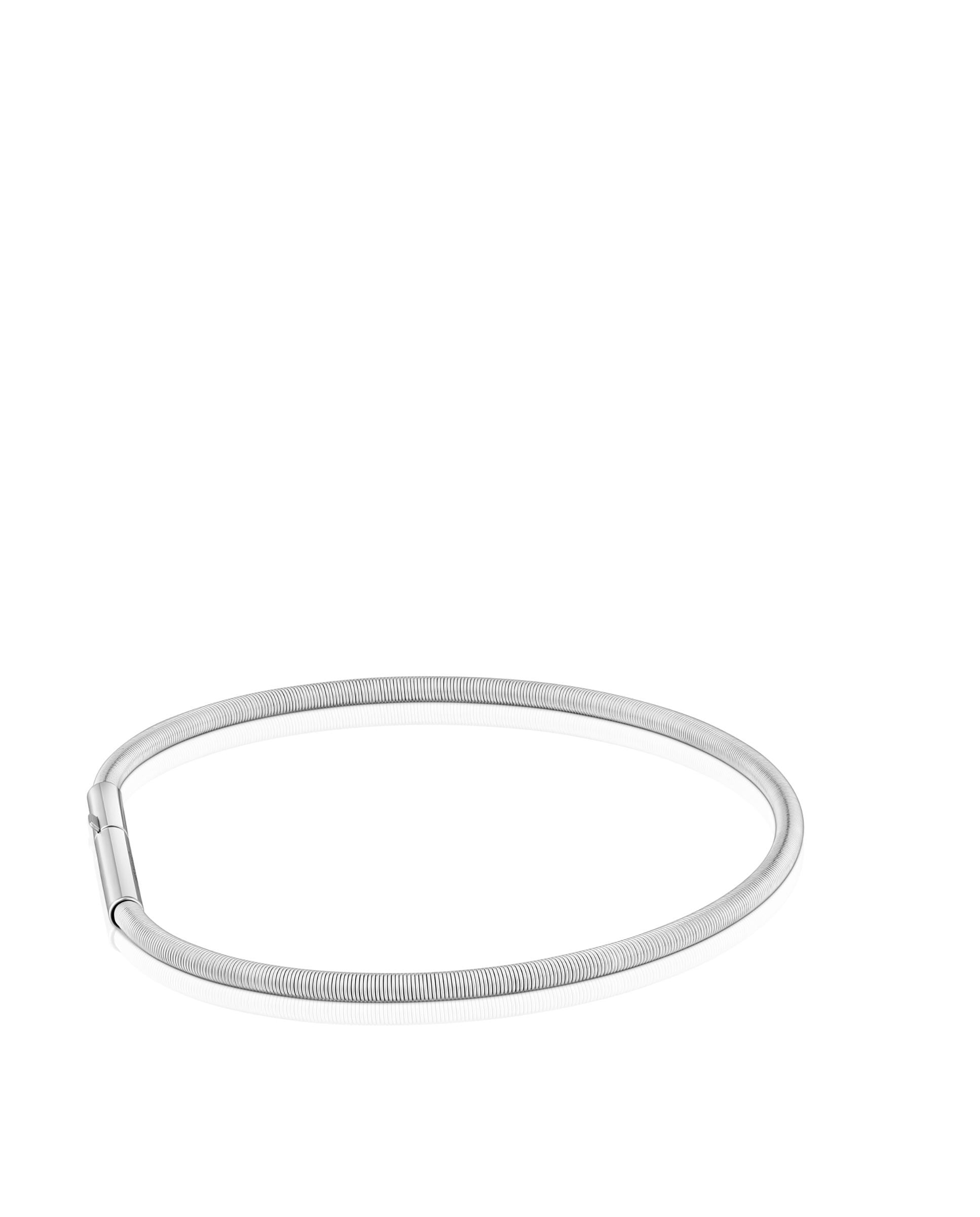 Pulseira Rígida Mesh Tube de Aço 17,5 Cm Prateado-2