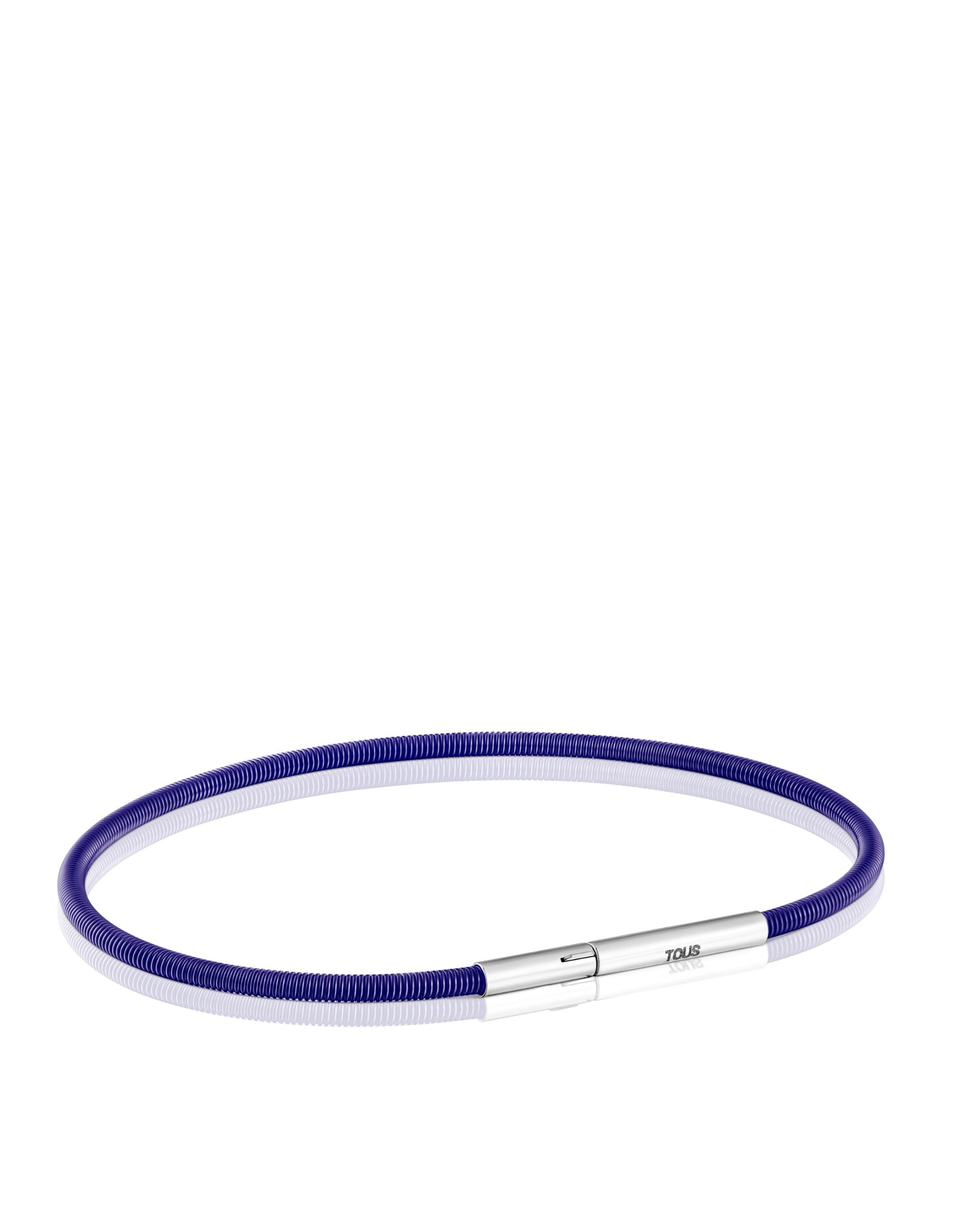 Pulseira Rígida Mesh Tube de Aço Ip Lilás 17 Cm Lilás / Branco-3