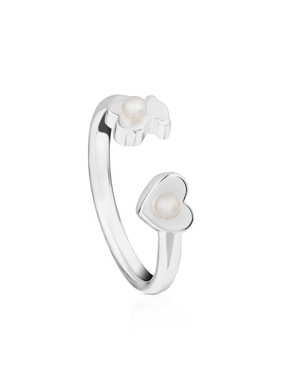 Anel Super Power de Prata com Pérolas Branco-1