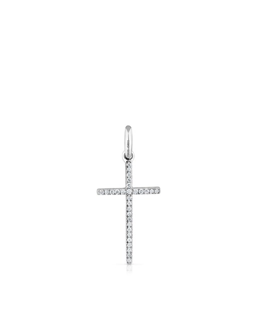Imagem 0 de Pingente Basics Cruz de Ouro Branco e Diamantes