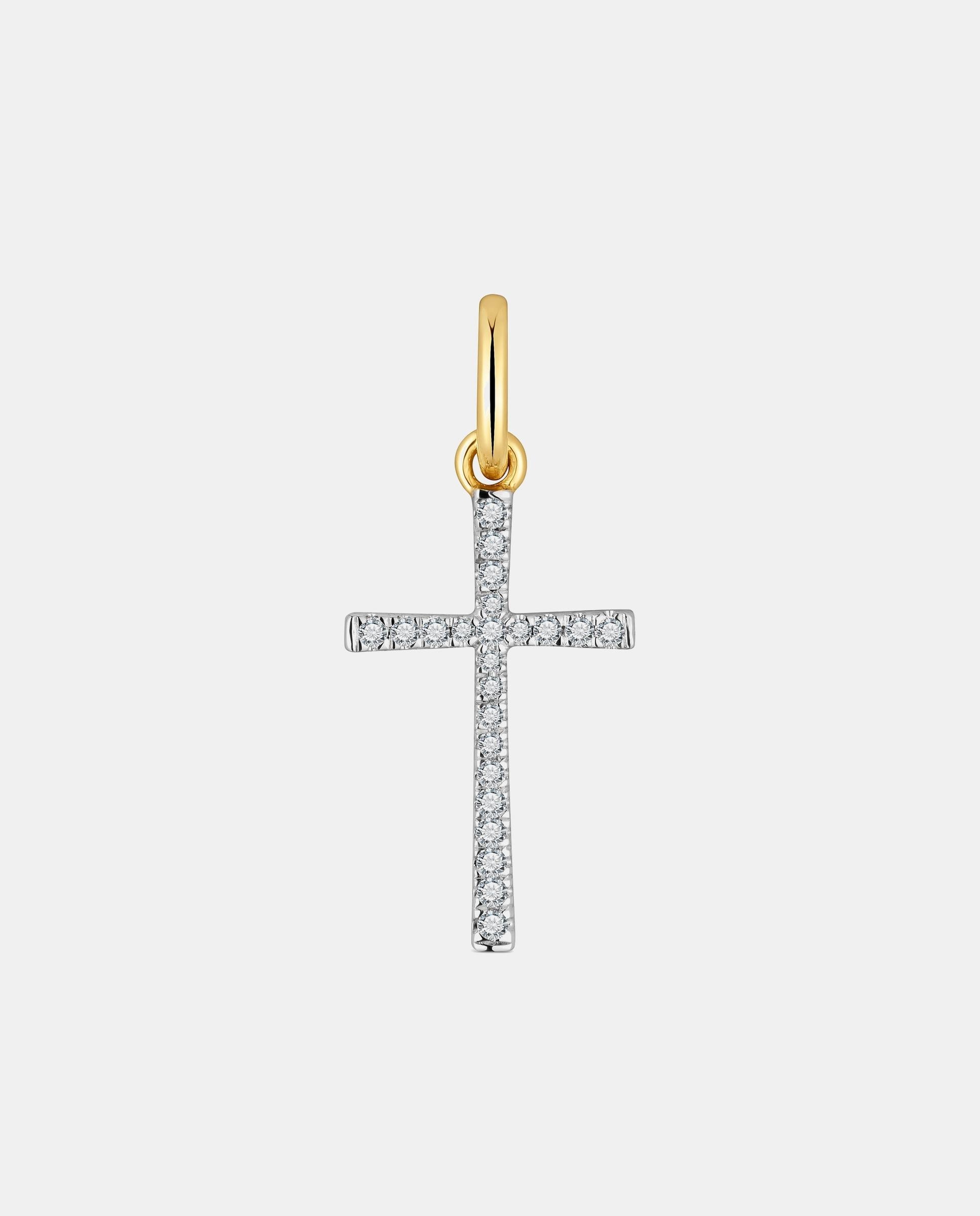 Pendente Basics Cruz de Ouro e Diamantes Branco-1