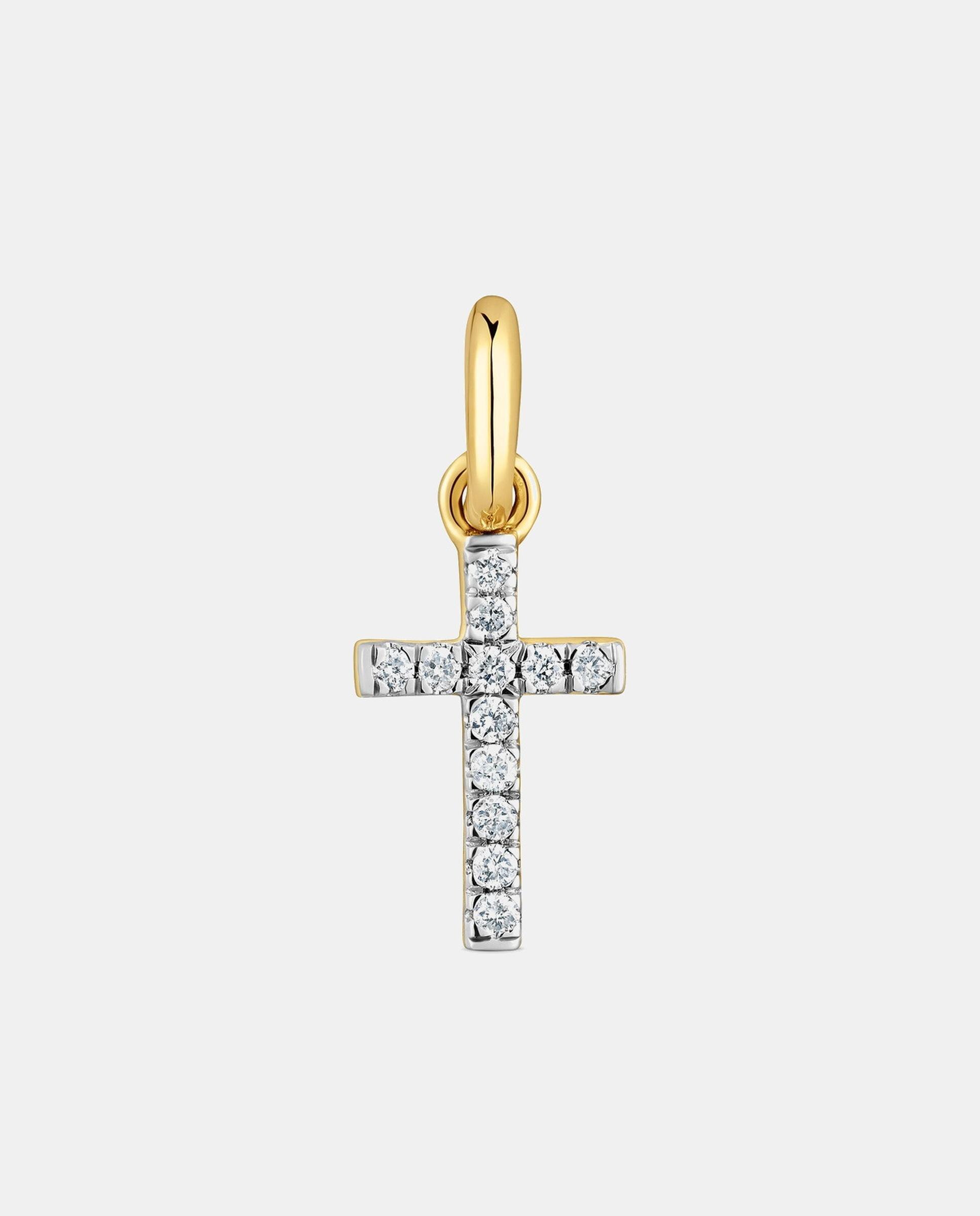 Pendente Basics Cruz Pequeno de Ouro e Diamantes Branco-1