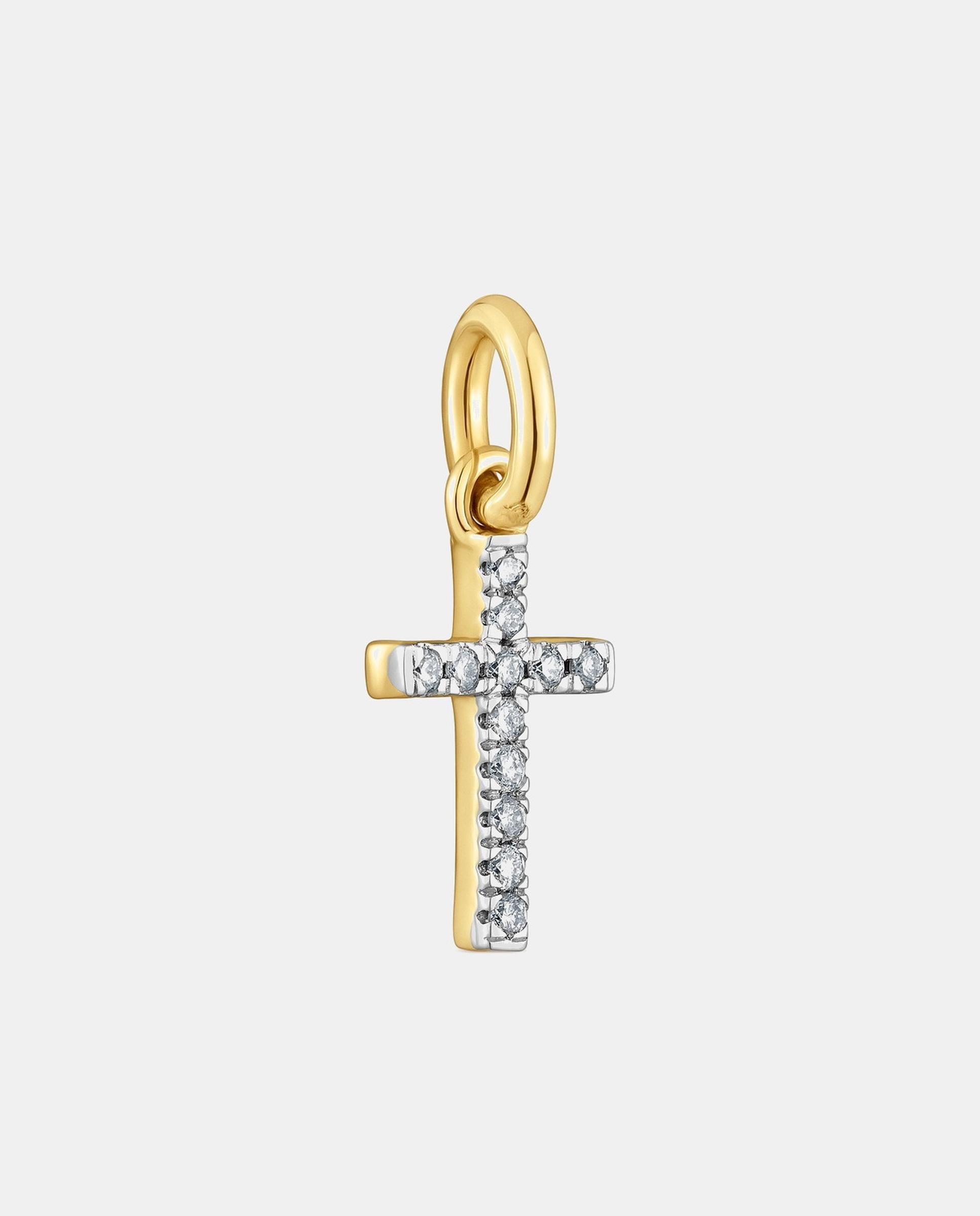 Pendente Basics Cruz Pequeno de Ouro e Diamantes Branco-2