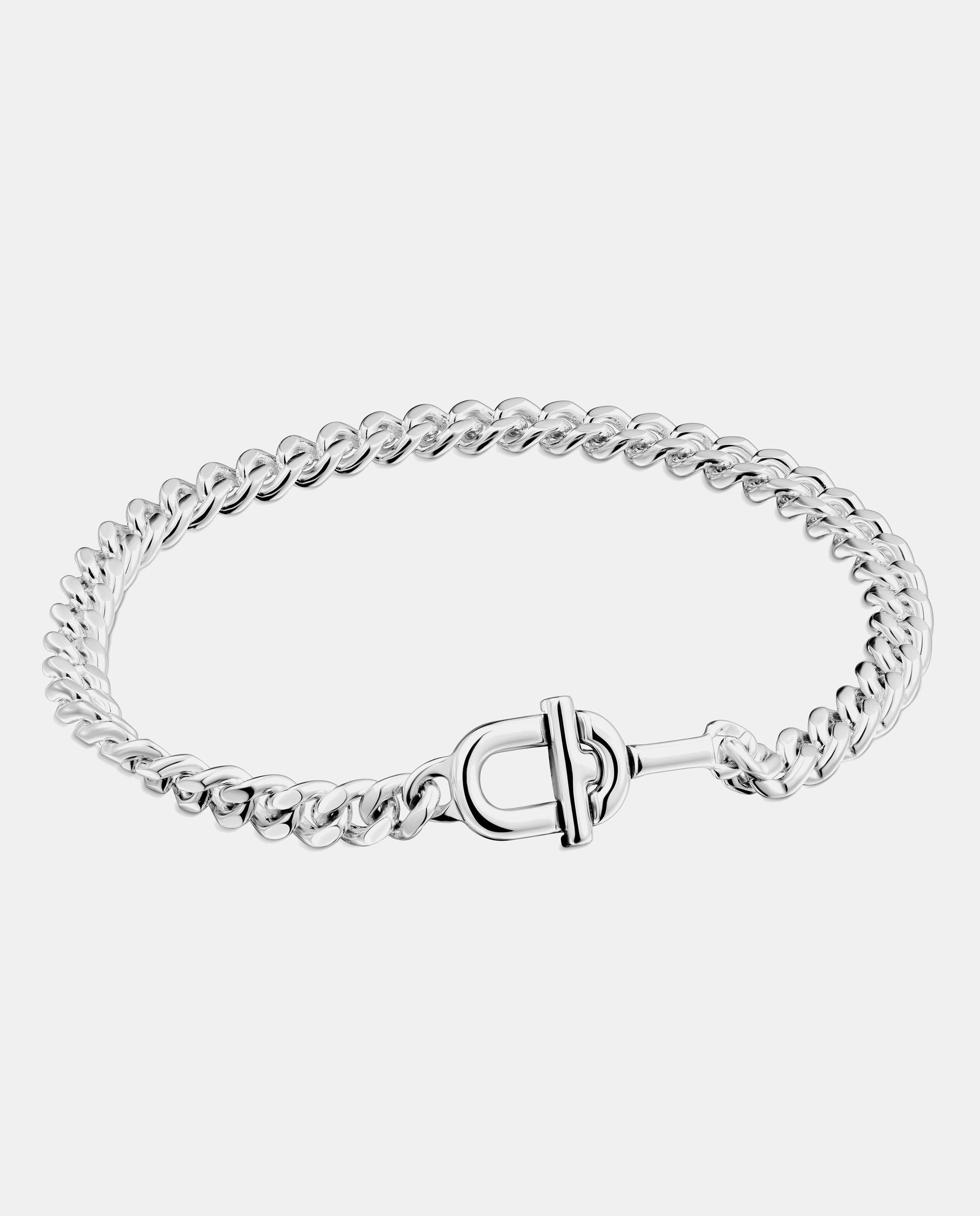 Pulseira de Corrente com Elos Manifesto Barbada de Prata Prateado-1