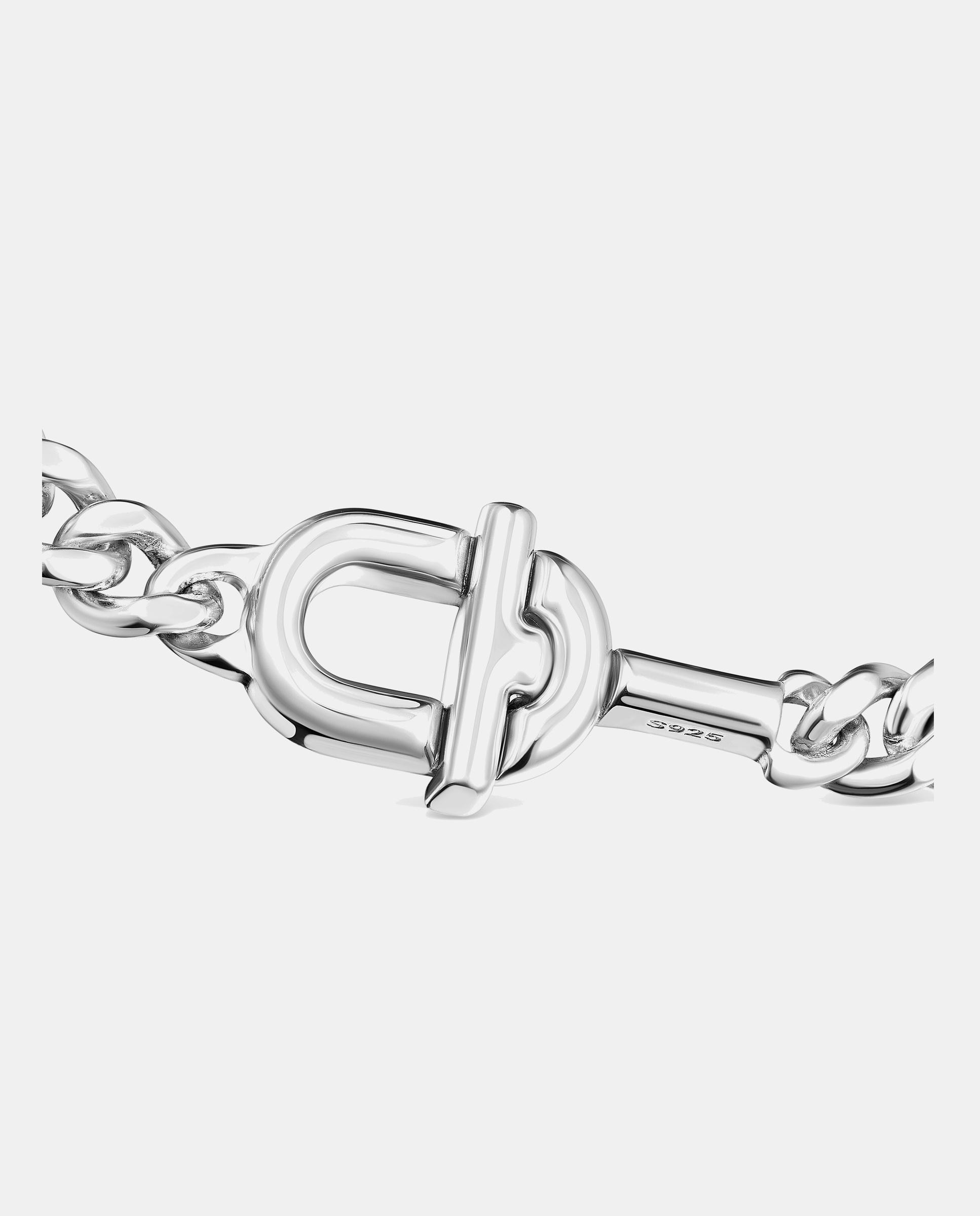 Pulseira de Corrente com Elos Manifesto Barbada de Prata Prateado-2
