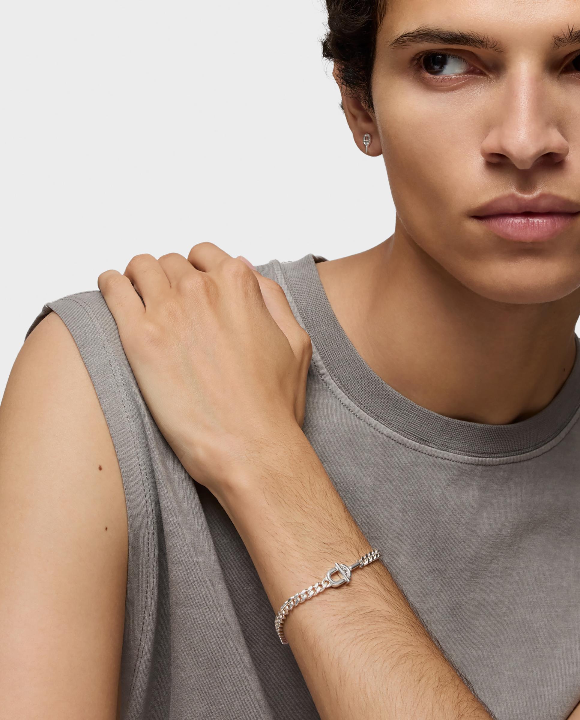 Pulseira de Corrente com Elos Manifesto Barbada de Prata Prateado-5