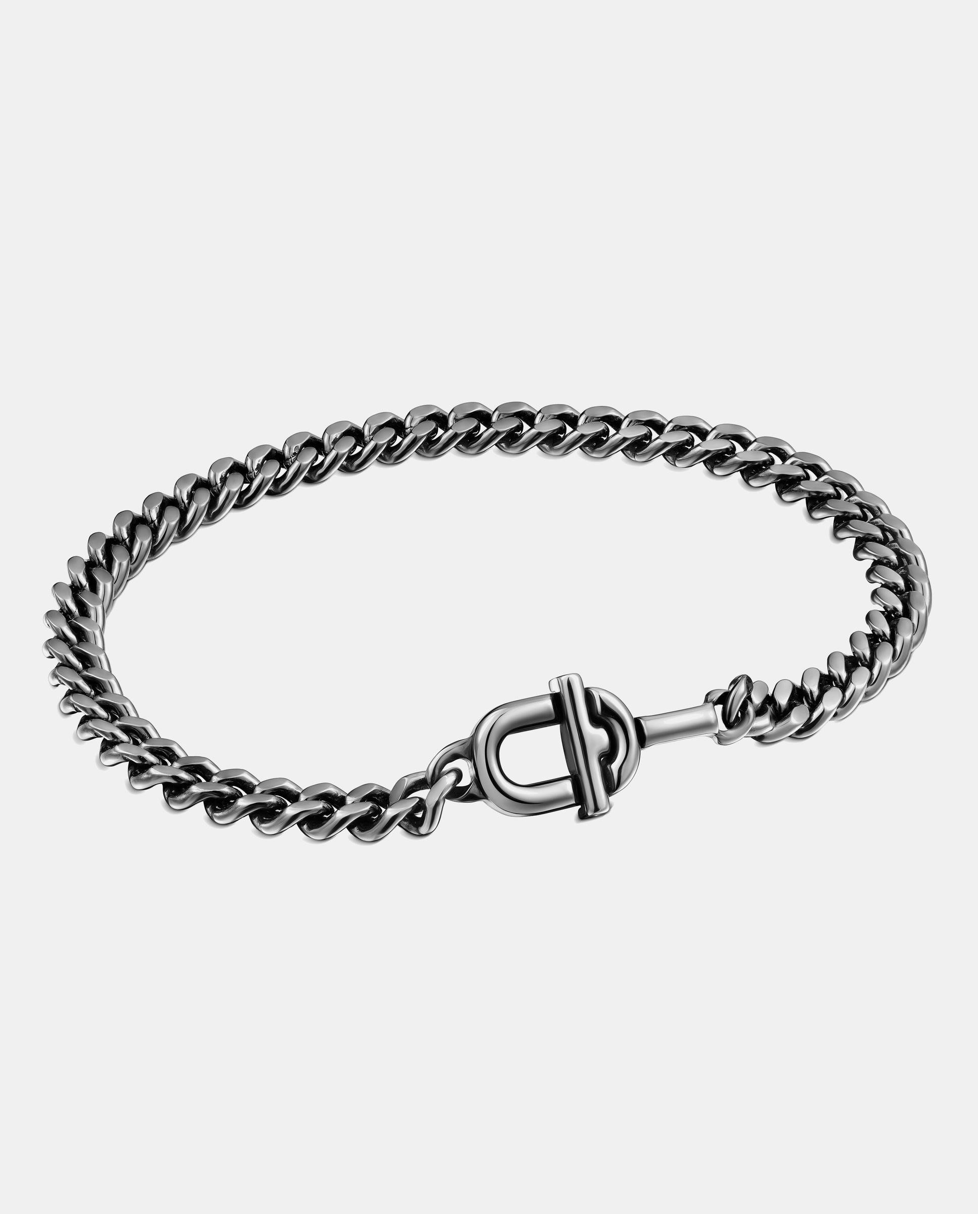 Pulseira de Corrente com Elos Manifesto de Barbada em Prata em Cinzento Escuro Cinzento-escuro-1