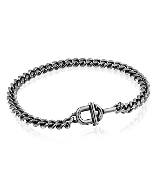 Imagem 0 de Pulseira Manifesto de Corrente Barbada em Prata em Cinzento-escuro