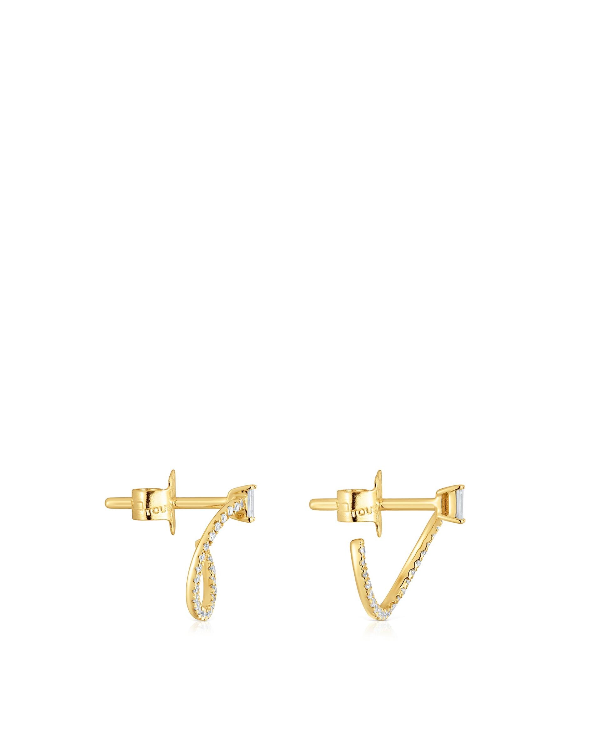 Brincos Les Classiques Meia Argola de Ouro e Diamantes 2