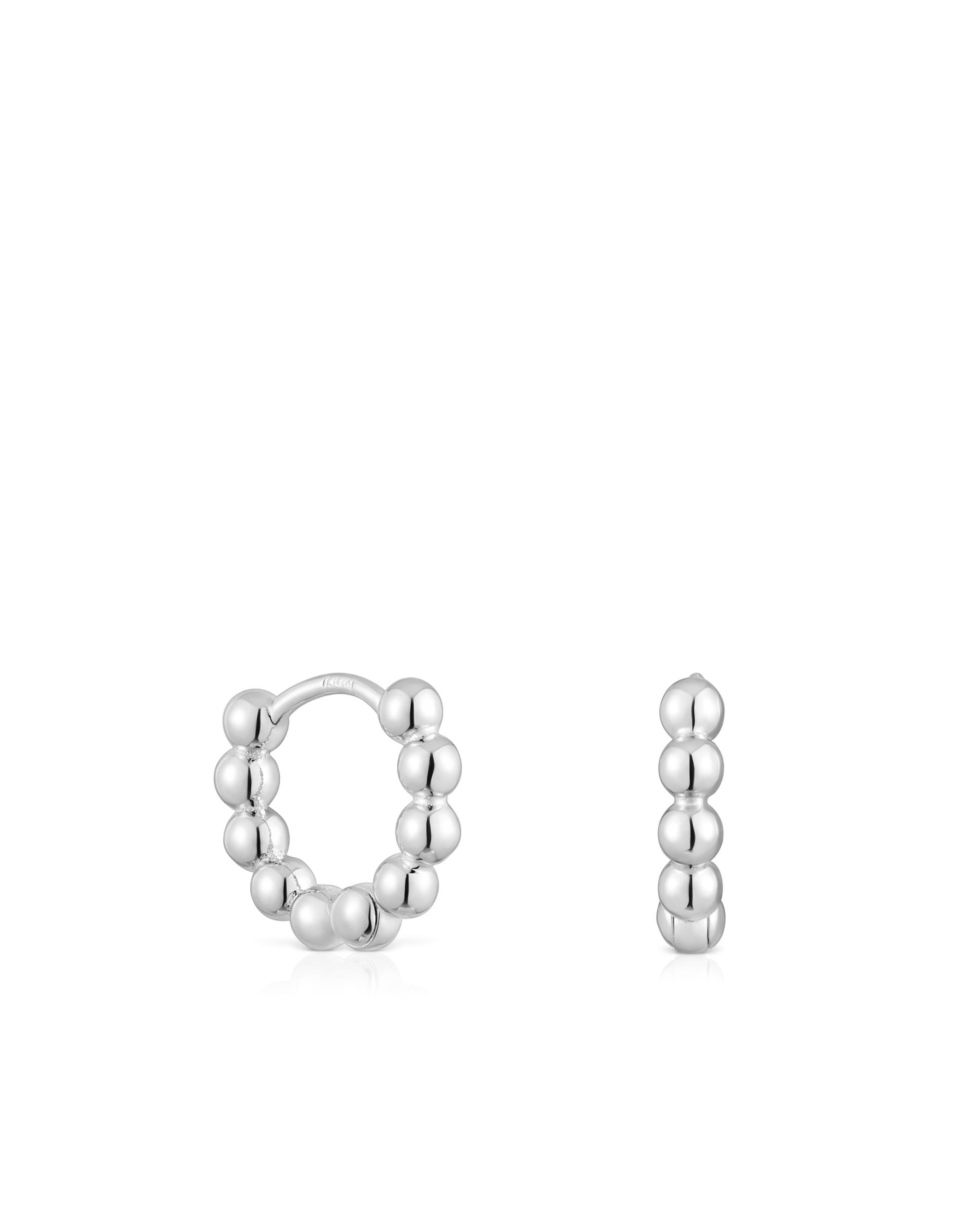 Brincos de Argola Gloss Pequenos de Prata Prateado-1