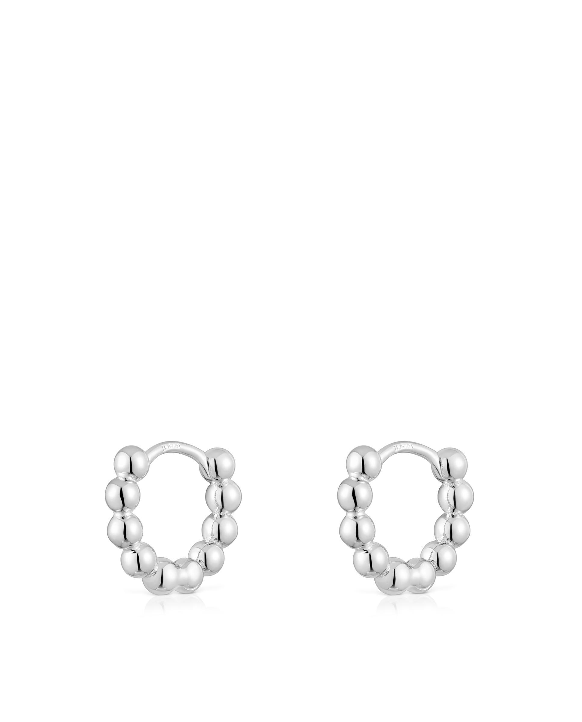 Brincos de Argola Gloss Pequenos de Prata Prateado-3