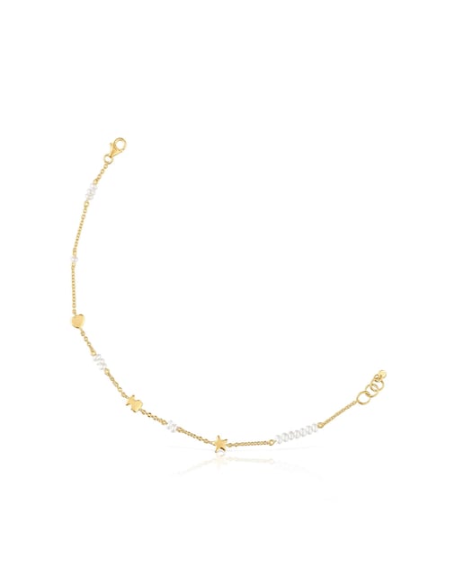 Imagem 0 de Pulseira Sweet Dolls com Corrente de Ouro com Motivos e Pérolas